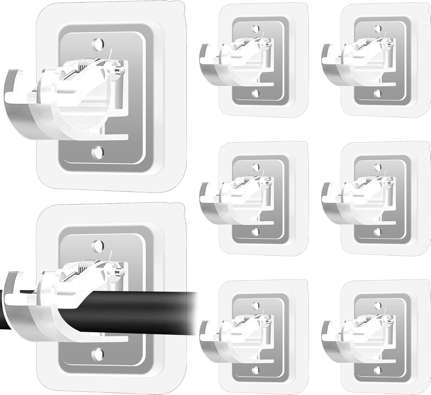 ELMVIA Plastic QARB No Drill Curtain Rod Brackets No Drilling Self Adhesive Curtain Rod Holder Hooks Nail Free Adjustable Curtain Rod Hooks Curtain Hangers (6PCS Transparent)