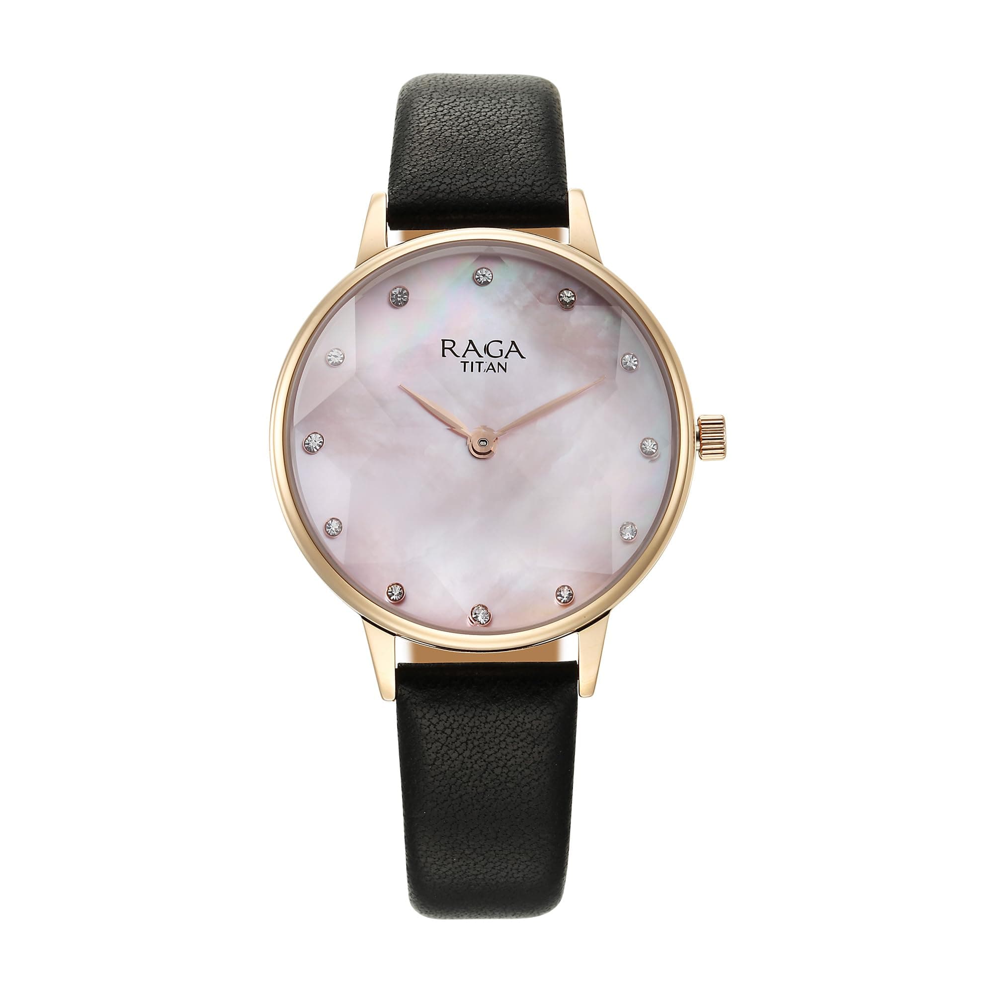 Titan Raga Showstopper Quartz Analog Mother of Pearl Dial Leather Strap Watch for Women-95274WL01
