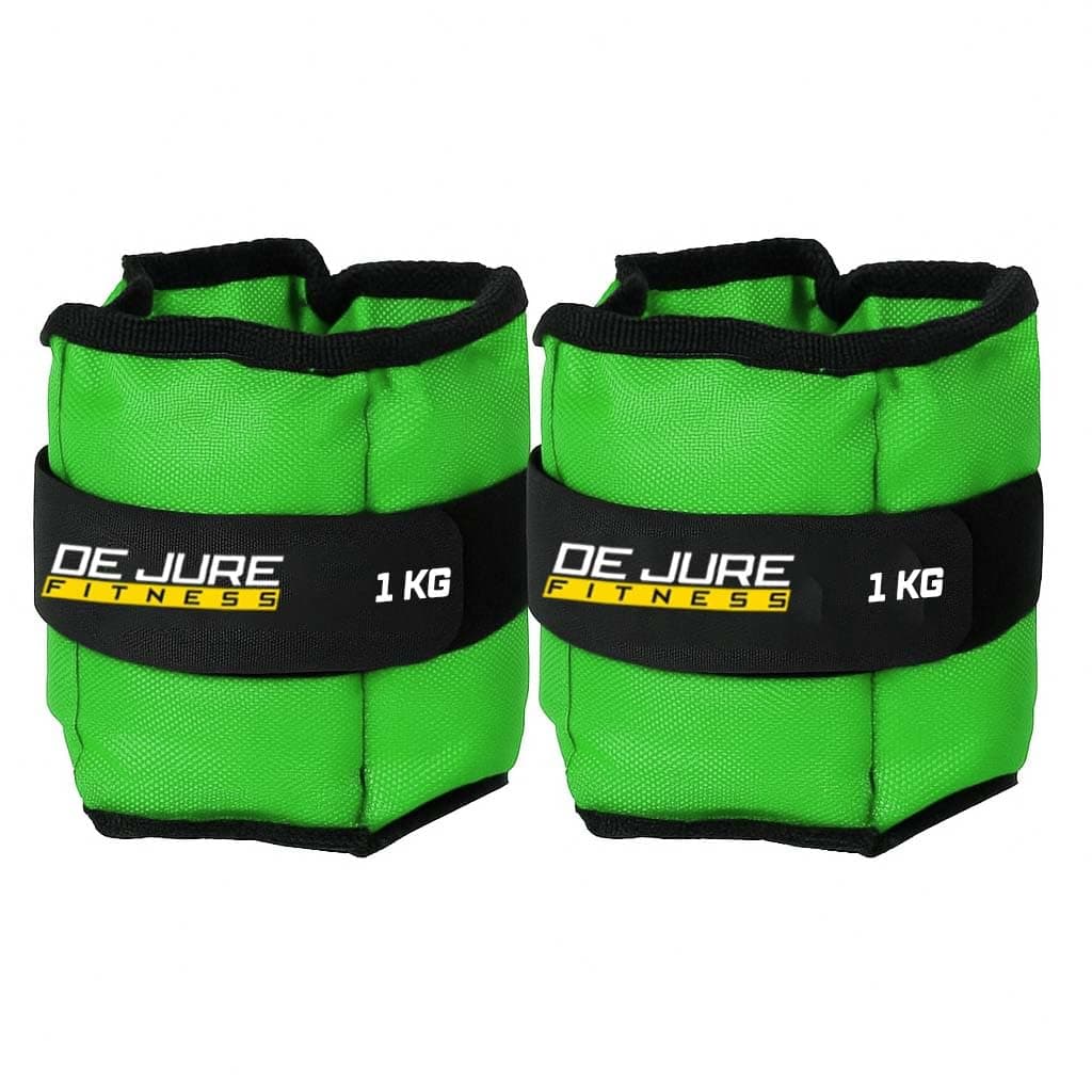 De Jure Fitness Adjustable Ankle & Wrist Weights Pair (1KG x 2) for Men & Women | Strength Training, Walking, Running, Workout, Yoga | Comfortable, Durable | Green – 2KG