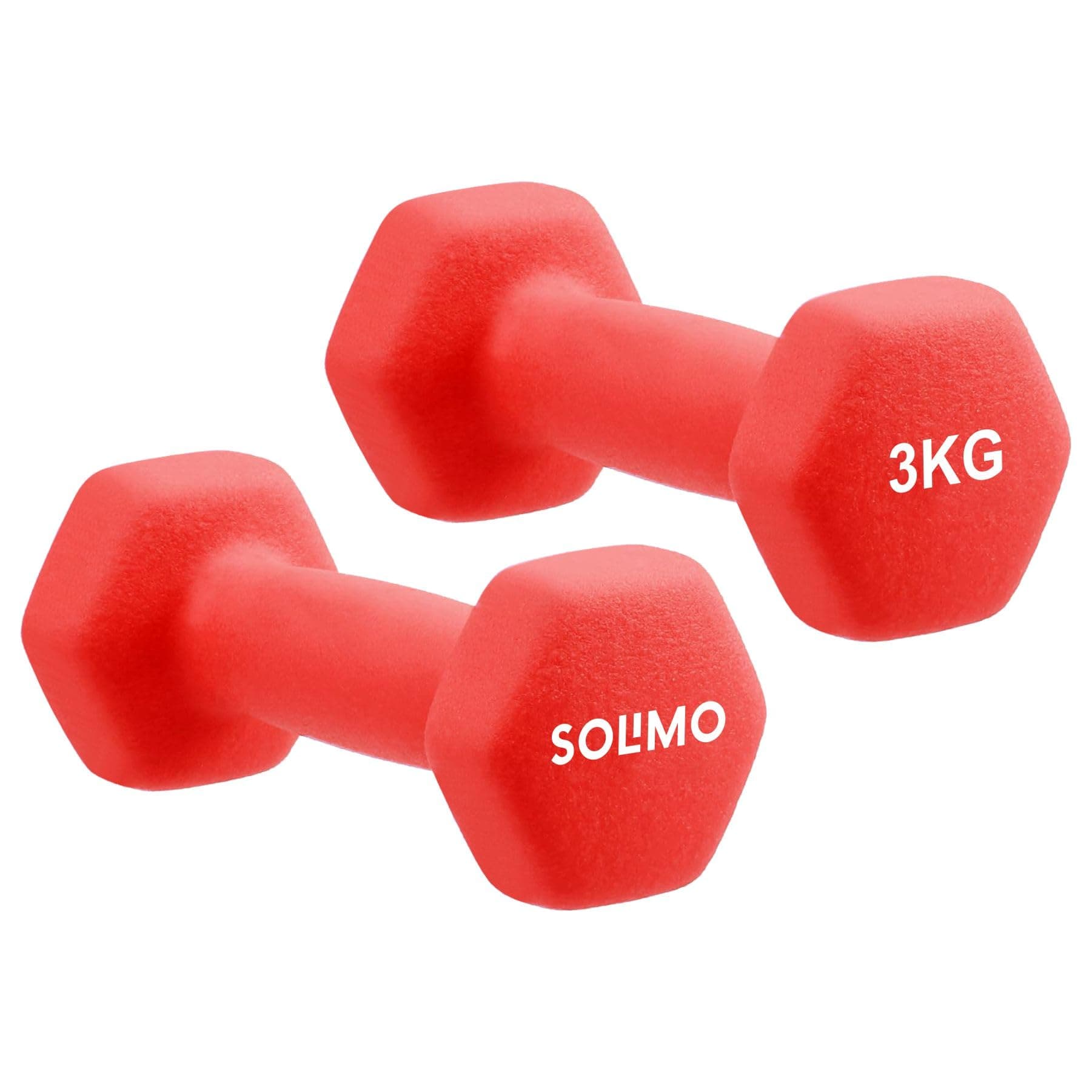 Amazon Brand - Solimo Neoprene Dumbbell 3 Kg, Set of 2 (Red)