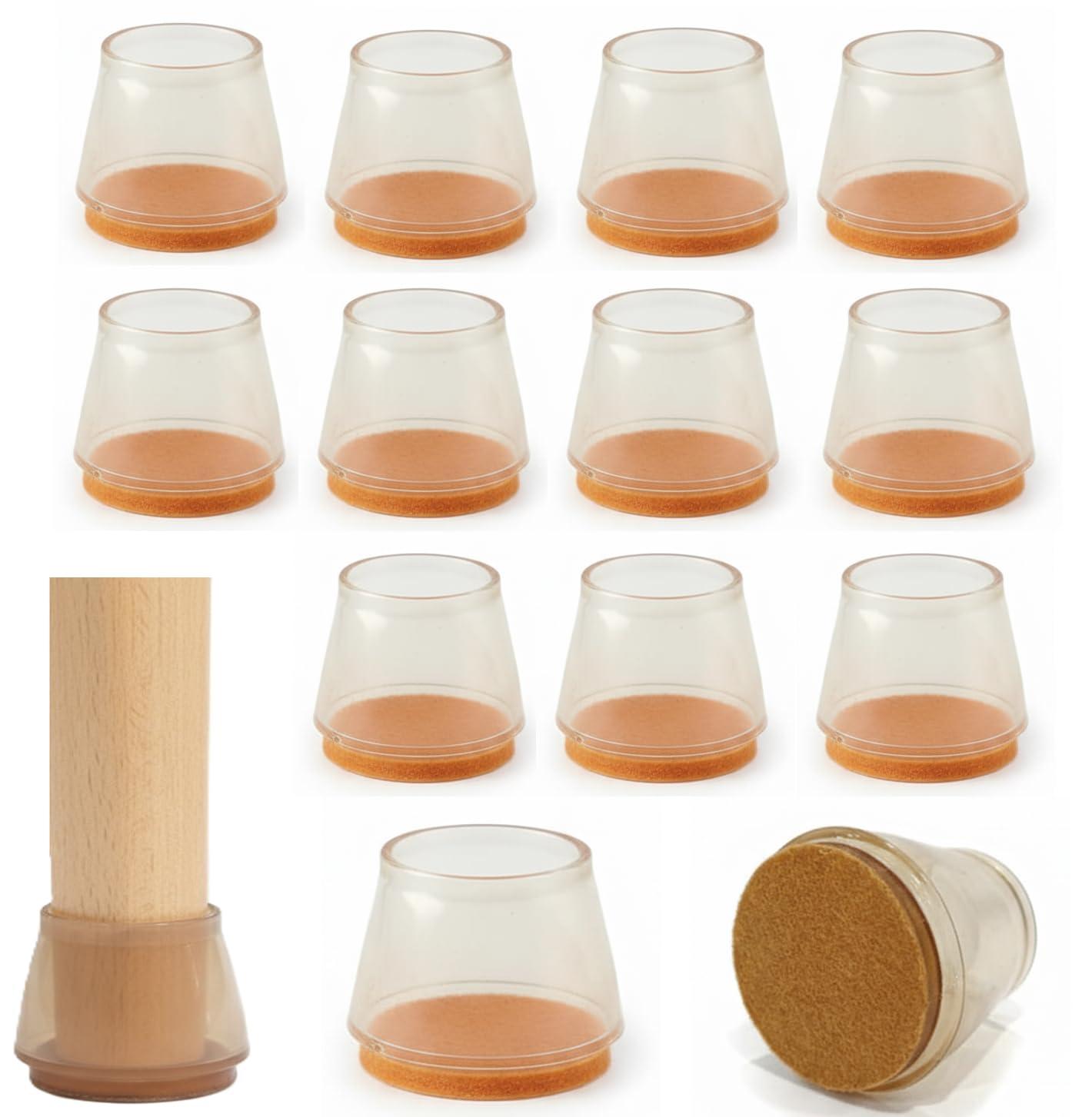 INOVERA (LABEL) 12 Pieces Silicone Chair Leg Protectors - Round Furniture Pads for Table, Stool Legs Cap Cover (Transparent)