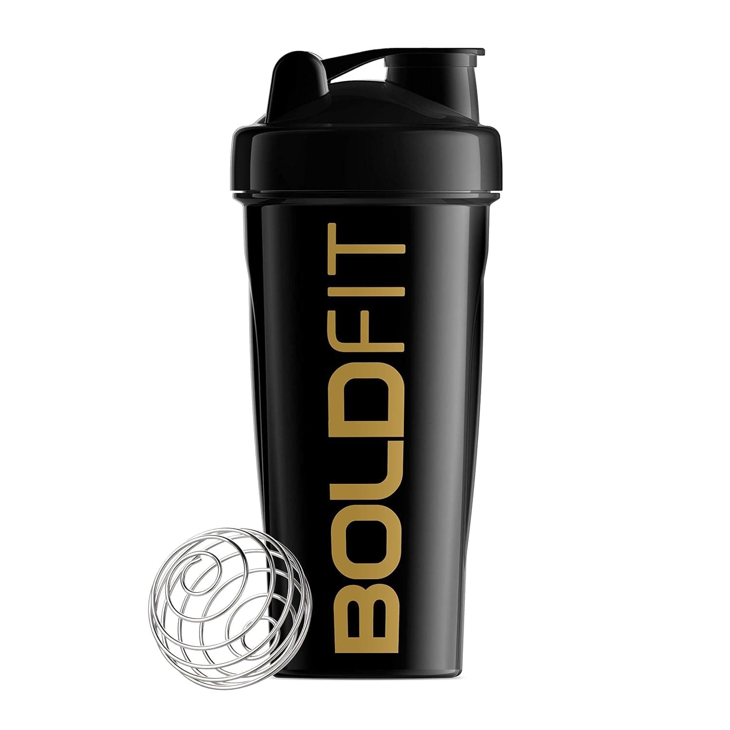 Boldfit Bold Gym Shaker Bottle 700ml, Bottles For Protein Shake 100% Leakproof Guarantee Protein Shaker/Sipper, Ideal For Protein, Pre Workout And BCAAs & Water BPA Free Material,Plastic,Black
