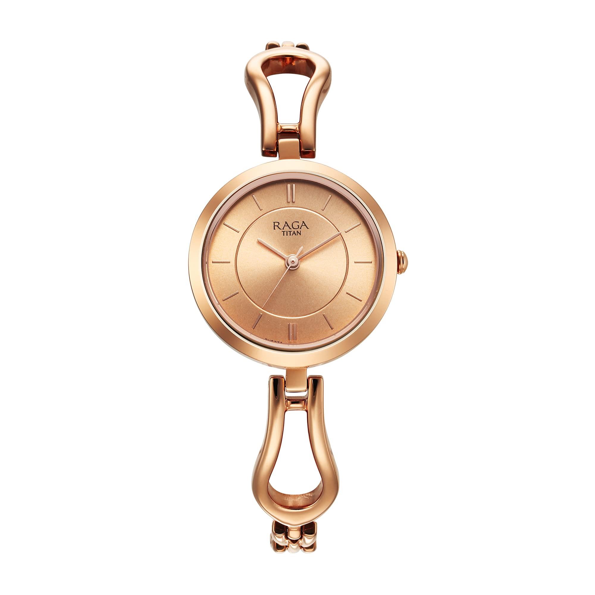 Titan Raga Quartz Analog Rose Gold Dial Rose Gold Metal Strap Watch for Women - NT2727WM01