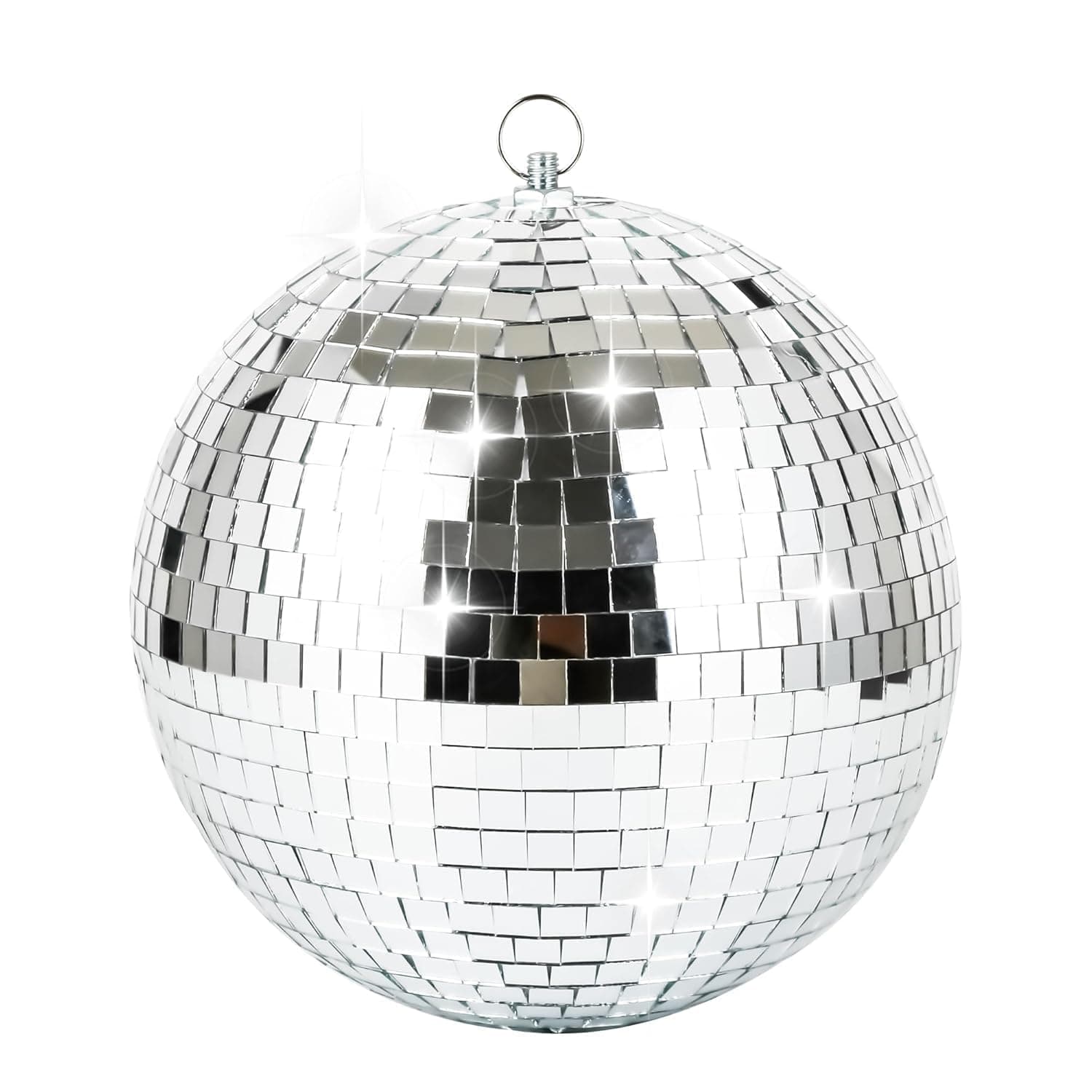 Wanna Party 8-Inch Disco Ball Silver Hanging Mirror Balls with String, Reflective Disco Ball Decor for Disco Party Decorations, Disco Christmas Decor, Home DIY, Weddings & Indoor/Outdoor Events