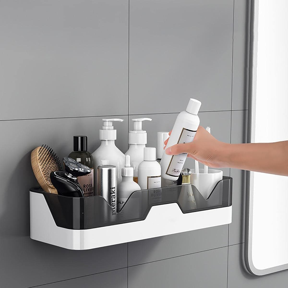 Satpurush Plastic Bathroom Accessories, Bathroom Rack, Bathroom Shelf Organizer, Wall Mounted Shelf, Bathroom Hardware and Accessories, Storage Racks (1 Pack, Bath Shelf), White