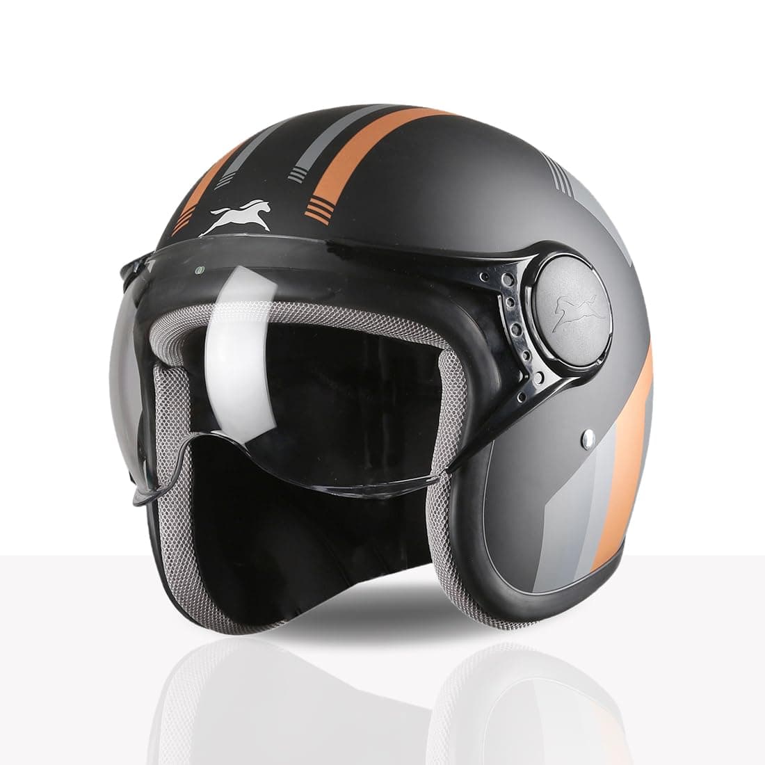 TVS Cruisetown Open Face Helmet | Half Face Helmet for Riders | ISI & DOT Certified | Premium Protection for Men & Women | Comfortable, Durable & Lightweight Design with Visor (Black & Brown/L)