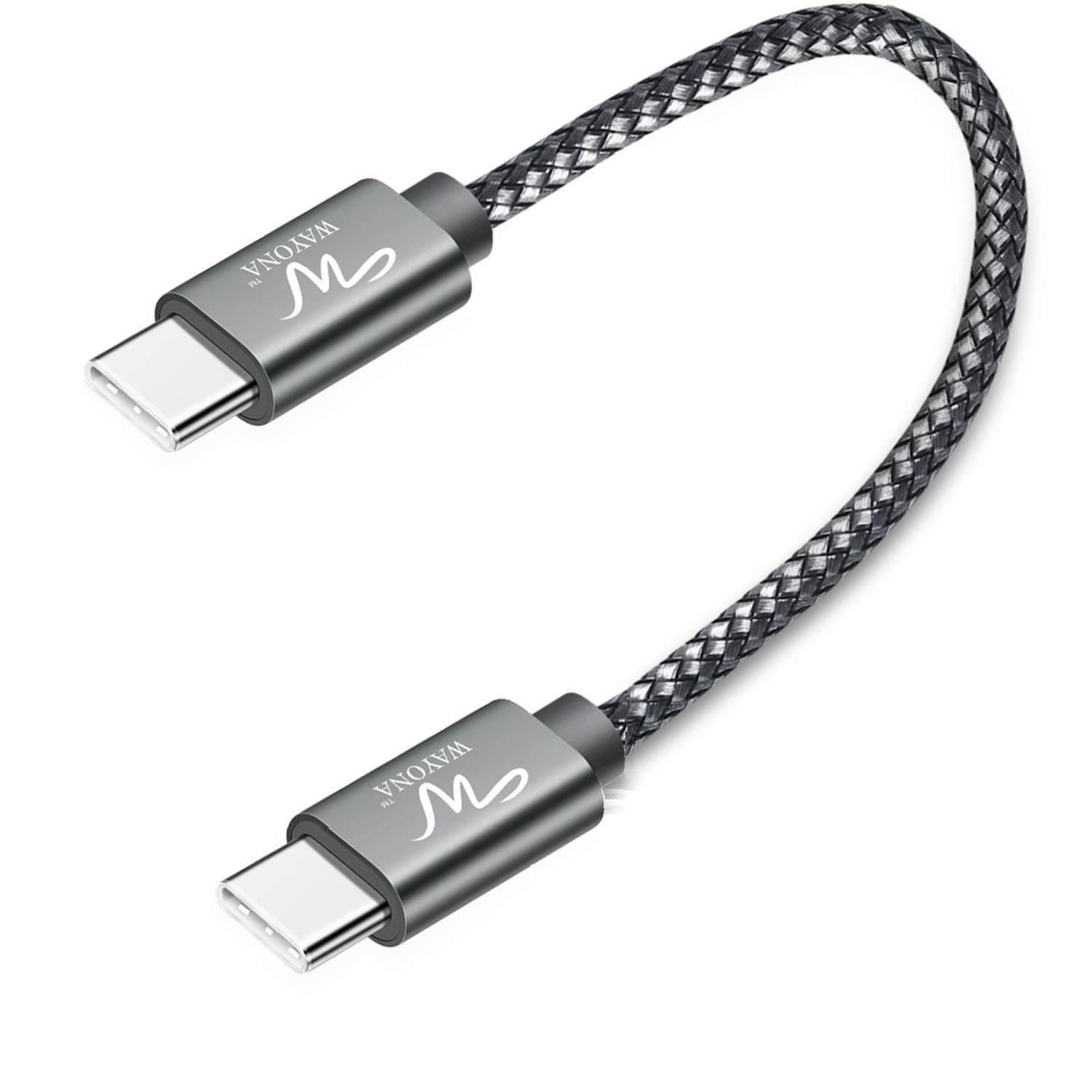 Wayona USB C to USB C 65W Short Powerbank Fast Charging Cable Compatible for iPhone 15Pro Max 15Plus Samsung Galaxy S25 Ultra,S23 Flip,Fold,A34,A54,Oneplus,Google Pixel,Nothing Phone (0.25M, Grey)