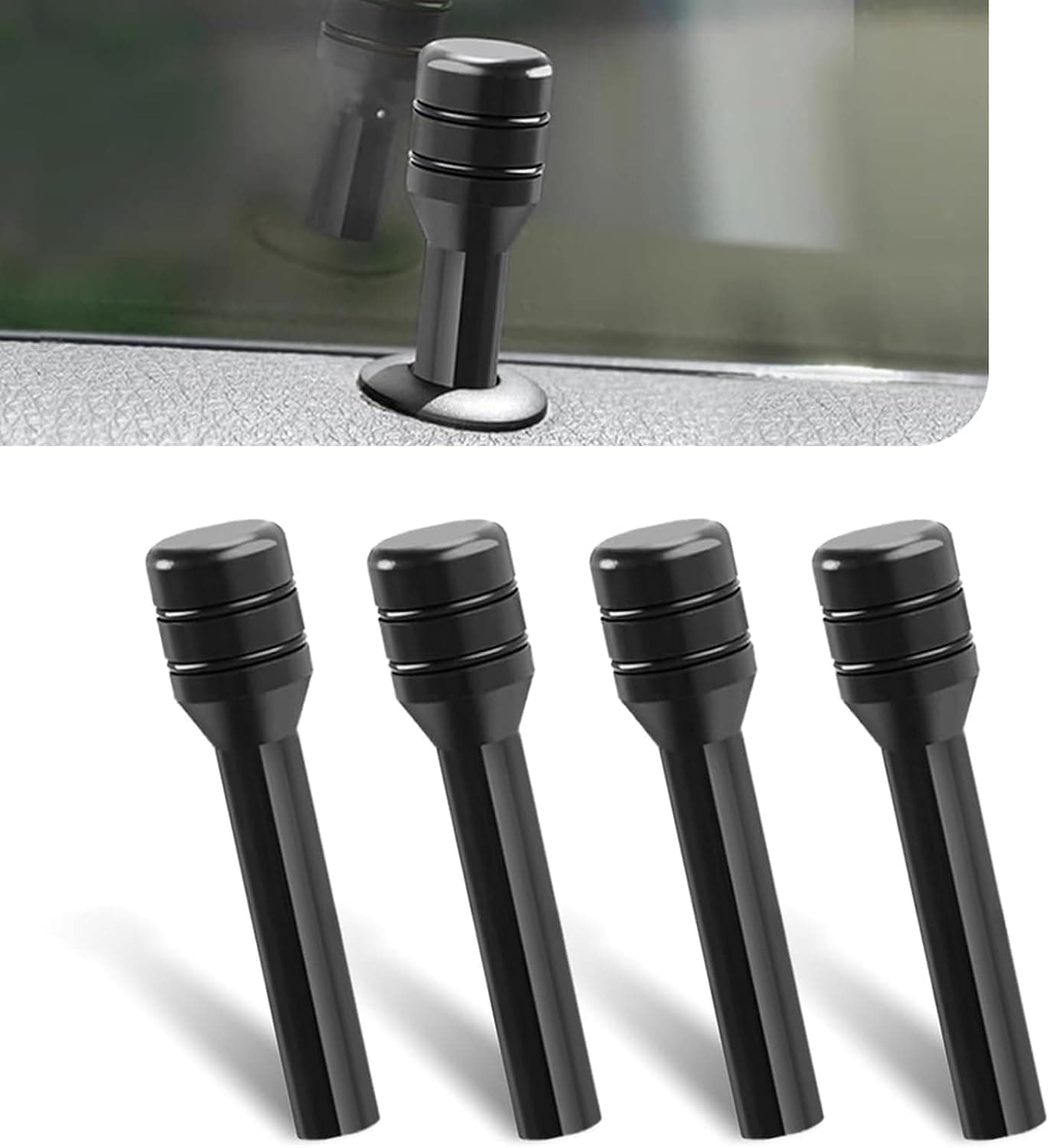AutoBizarre Aluminum Alloy Door Lock Knobs - Inner Pull Pins for Car Decoration - Universal for All Cars (Black)