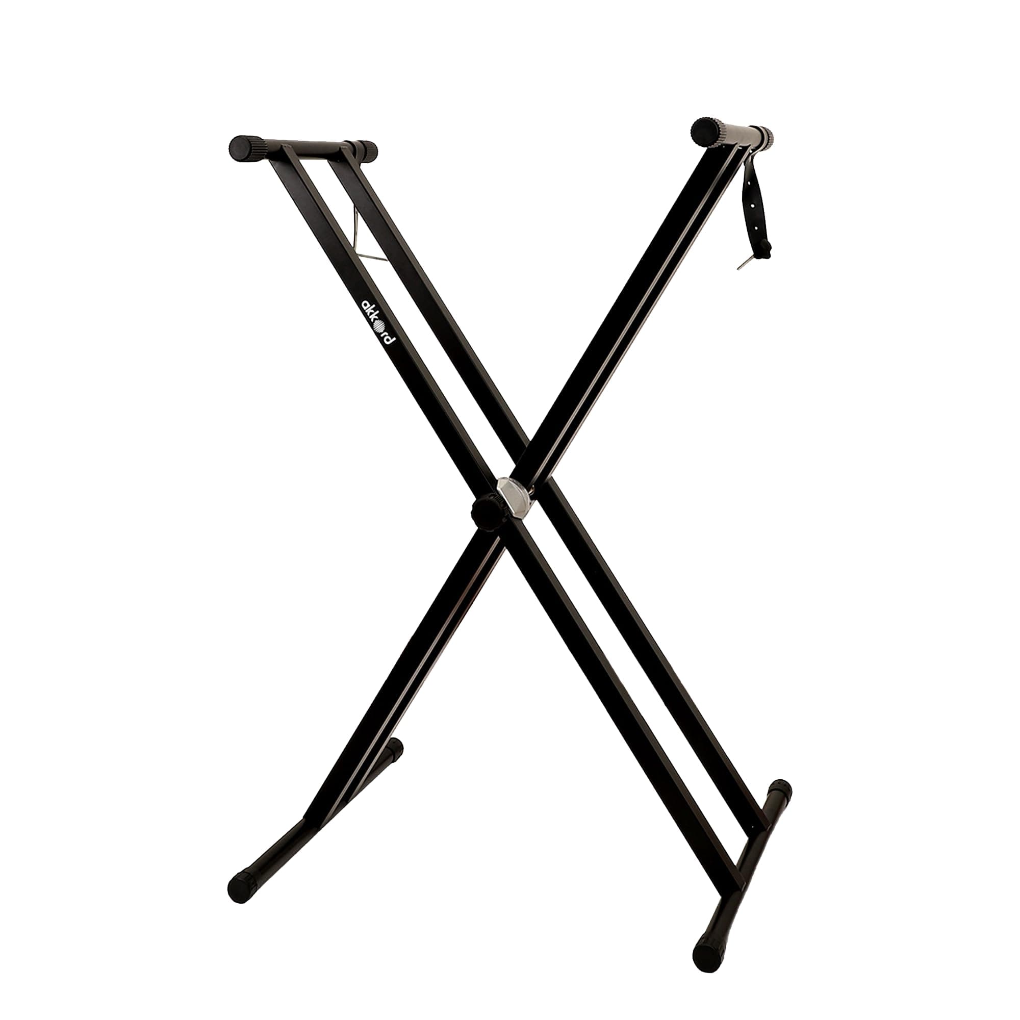 Akkord Double X Adjustable Keyboard Stand for 61-Keys Keyboard – Foldable, Heavy-Duty Steel Frame, Non-Slip Rubber Caps, Secure Locking Pin, Height Adjustable for Digital Piano & MIDI Keyboards