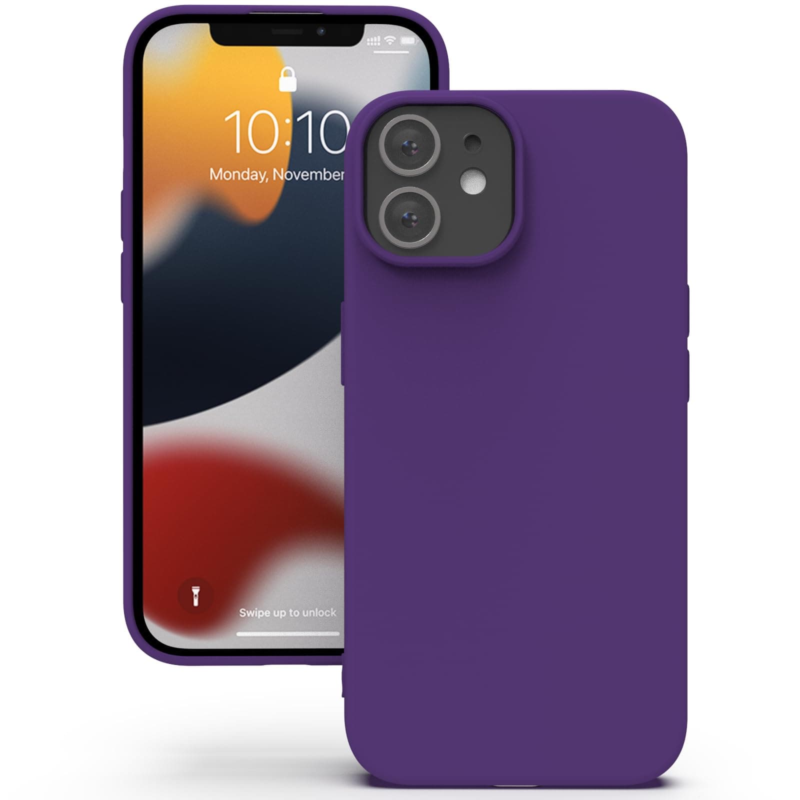 YATWIN Silicone Back Case for iPhone 12 Mini, Soft-Touch Phone Back Cover for Apple iPhone 12 Mini - Purple