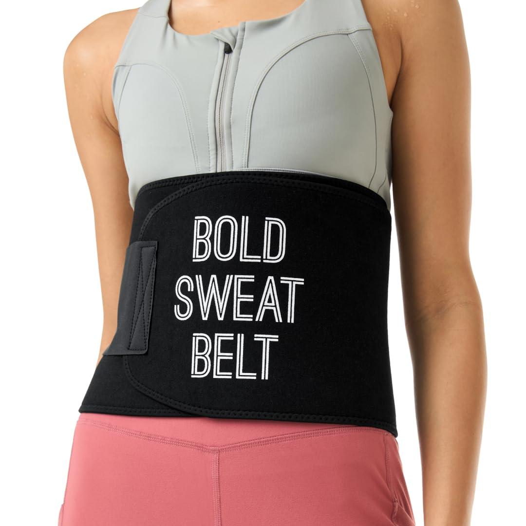 Boldfit Sweat Slim Belt for Women & Men Made of Neoprene for Waist & Tummy Exercise, Adjustable Waist & Tummy Trimmer Sweat Belt for Men & Women Black