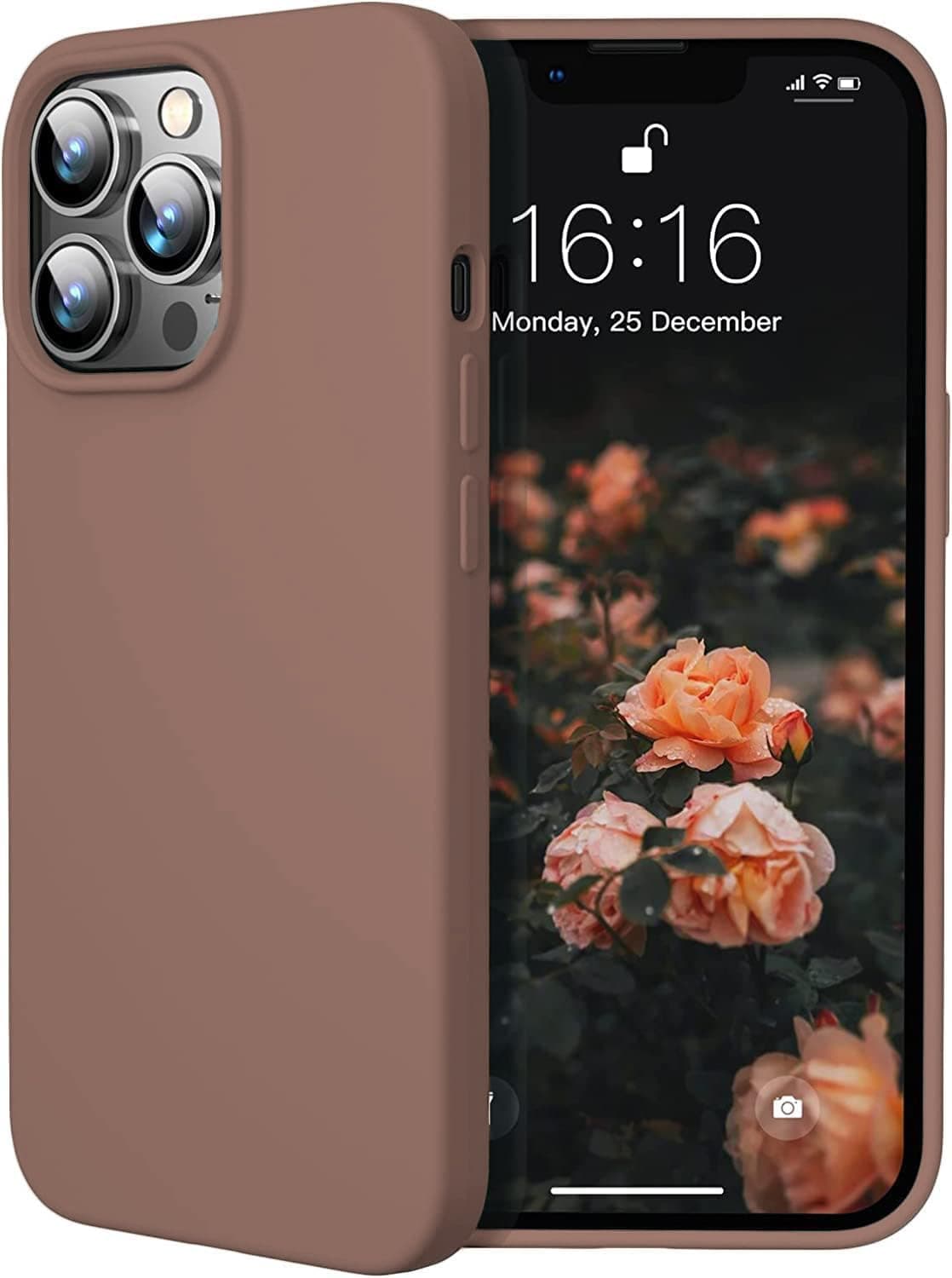 DIZORO Microfiber Candy Case Compatible for iPhone 13 Pro Max Brown