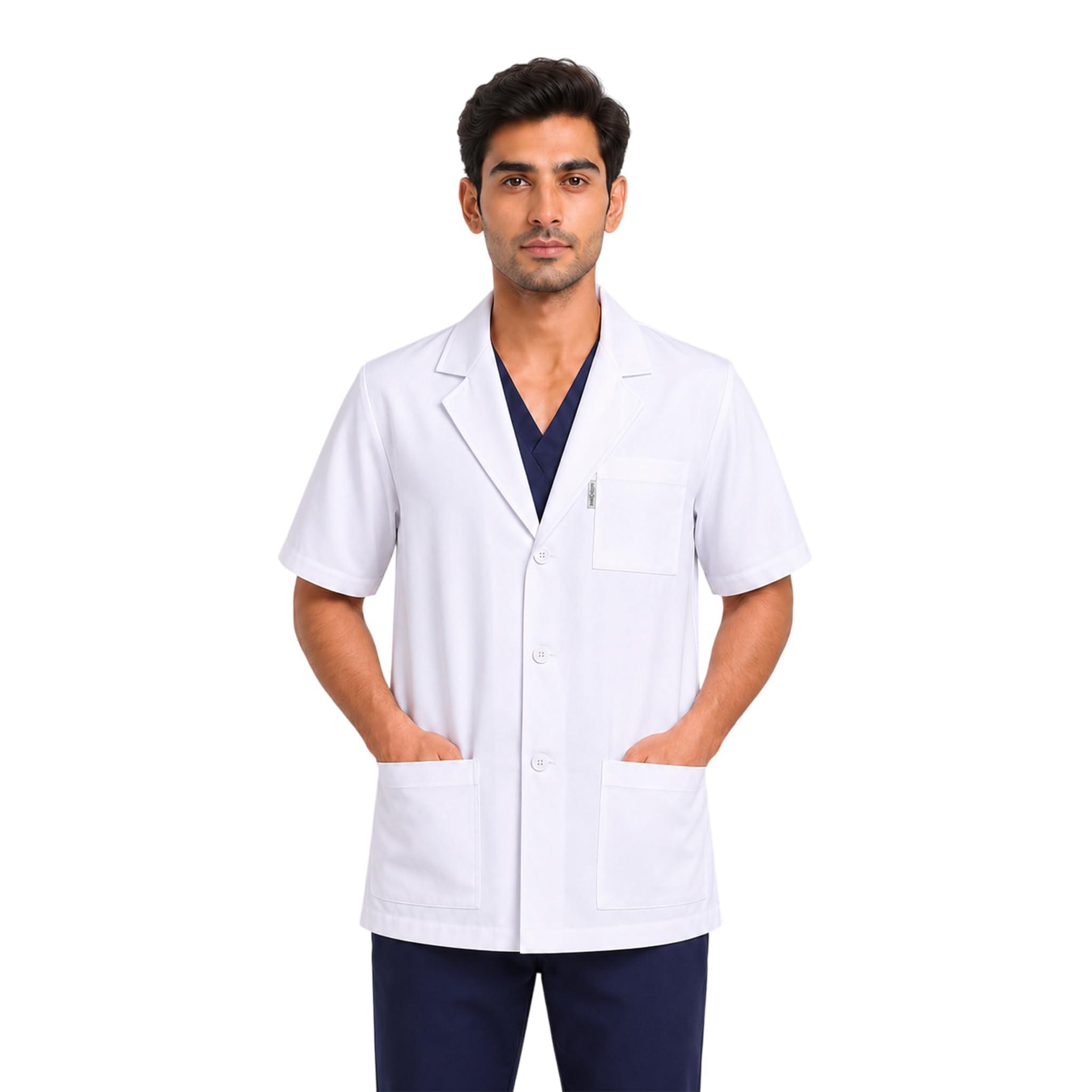 uniformer Half Sleeves Lab Coat for Students, Doctors & Nurses | Professional Doctor Apron | Breathable, Durable & Comfortable | Ideal for Medical Use (White_M)
