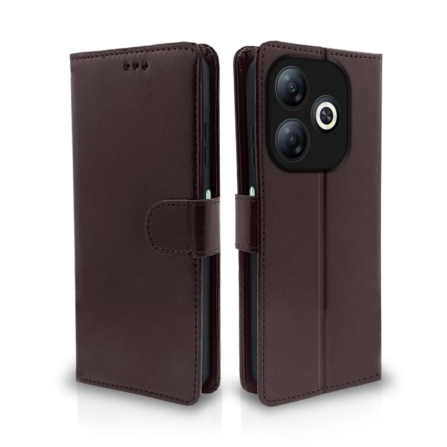 Pikkme Infinix Smart 8 HD Flip Cover Leather Finish | Inside TPU with Card Pockets | Wallet Stand and Shock Proof | Complete Protection Flip Case (Coffee)