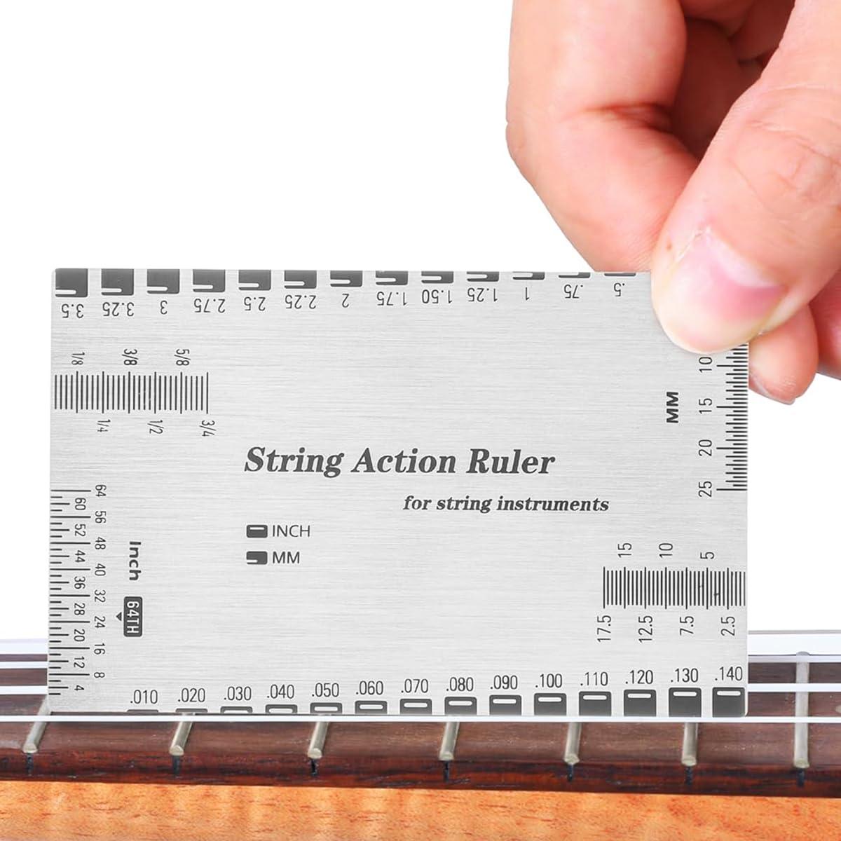HASTHIP Guitar Action Ruler, Etched Stainless Steel, Acoustic Electric Bass