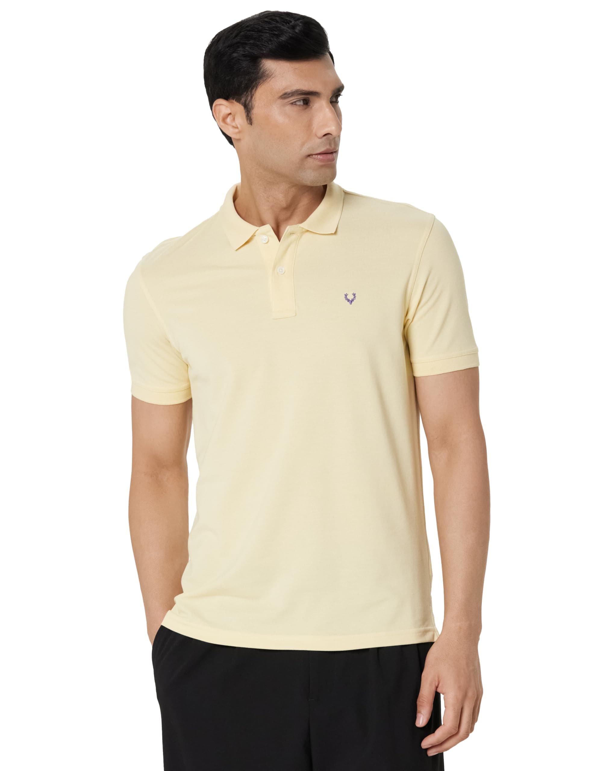 Allen Solly Men's Plain Regular Fit Cotton Polo (AMKP317G04244_Beige Melange_XX-Large)