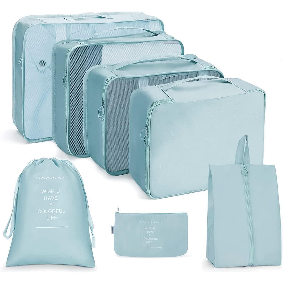 Niwlix Travel Organizer Pouch 7Pcs Packing Cubes for Travel Travel Essentials Pouch Packing Bags for Clothes, Travel Organizer for Women, Packing Cubes (Blue)
