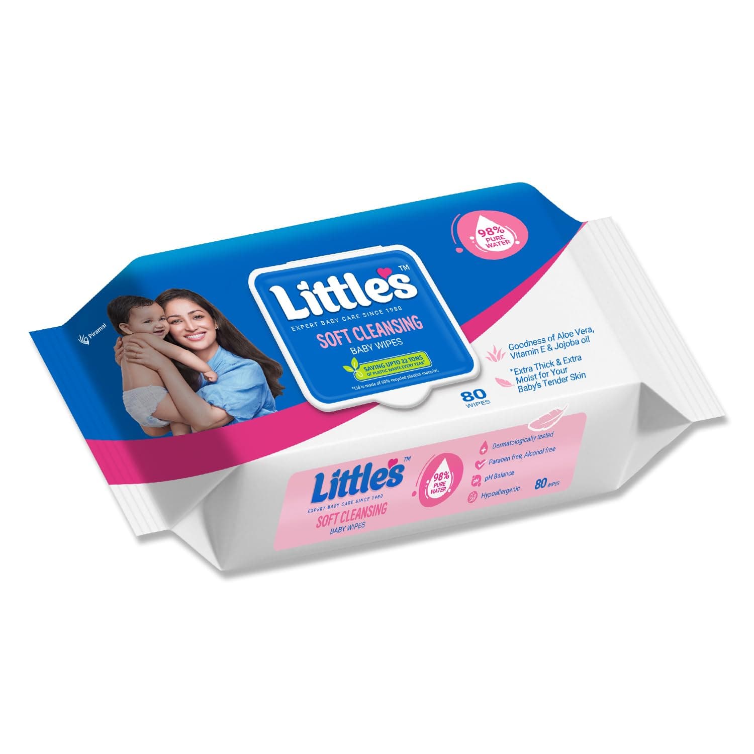 Little's Soft Cleansing Baby Wipes Lid Pack (80 Wipes)