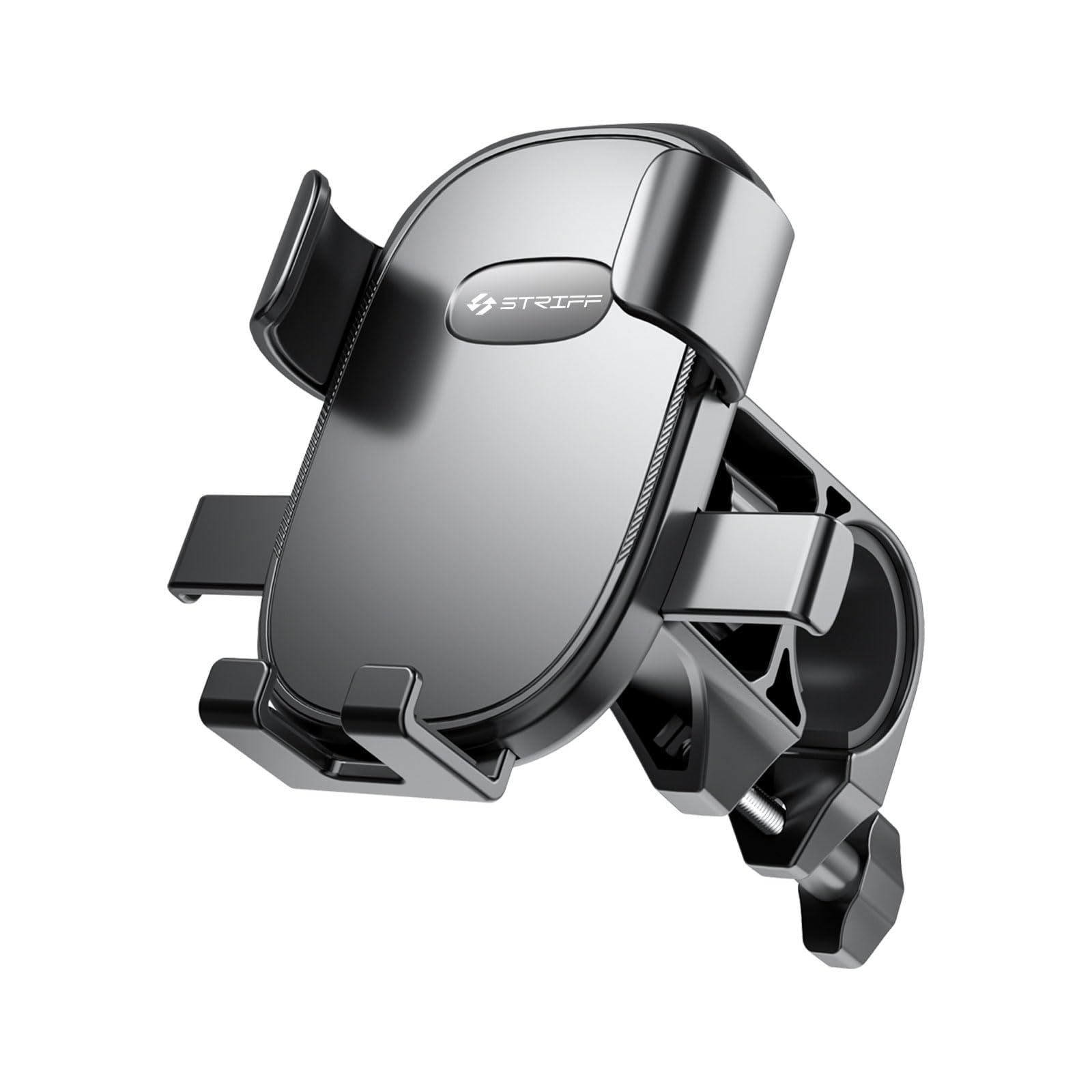 STRIFF MoRide1 Bike Phone Mount | 360° Rotatable Mobile Holder for Bicycle & Motorcycle | Strong Grip Anti-Shake | for 4.7 to 6.8 Inch Smartphones | Secure Handlebar Mount | Easy Installation | Black