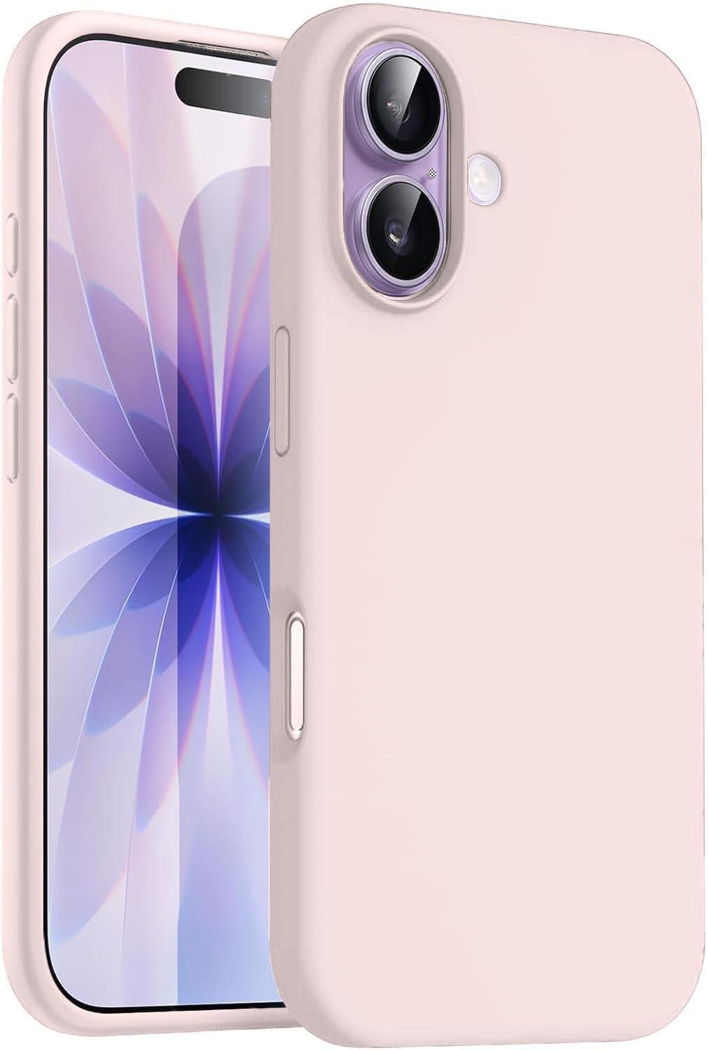 DIZORO Compatible with iPhone 17 Case 6.3, Slim Liquid Silicone 3 Layers Full Covered Soft Gel Rubber Phone Cases Protective Back Cover 6.3 Inch - Sand Pink