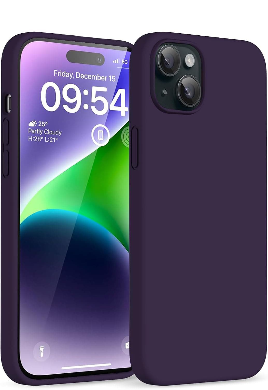 DIZORO Protective Case Compatible for iPhone 15 Plus Case 6.7, Slim Liquid Silicone 3 Layers Full Covered Soft Gel Rubber Phone Case Protective Cover 6.7 Inch - Deep Purple