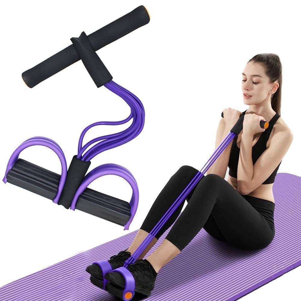 Natural Rubber Pull Reducer Training Bands 4 Tubes Body Trimmer Pedal Exerciser Yoga Crossfit Exercise, Arm Exercise, Tummy Body Building Training Men and Women (Multi-Purpel)