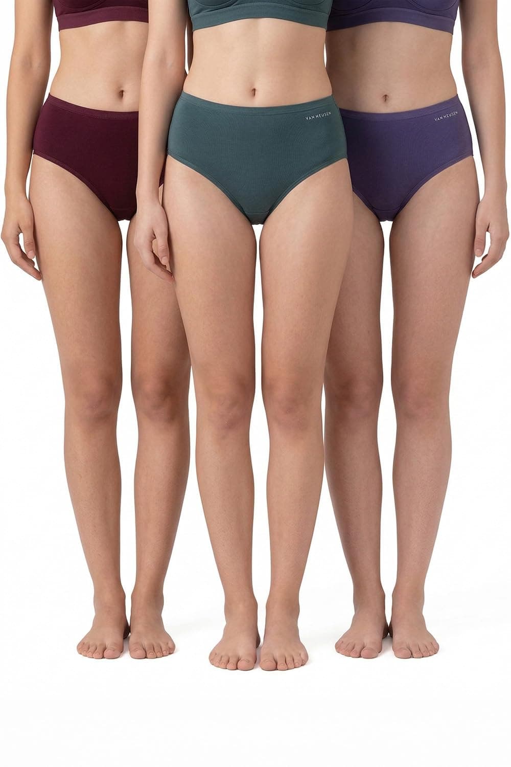 Van Heusen Women Hipster Panty - 100% Super Combed Cotton - Pack of 3 - Anti Bacterial, No Marks Waistband, Wicking_11101_Dark Assorted Solid_M