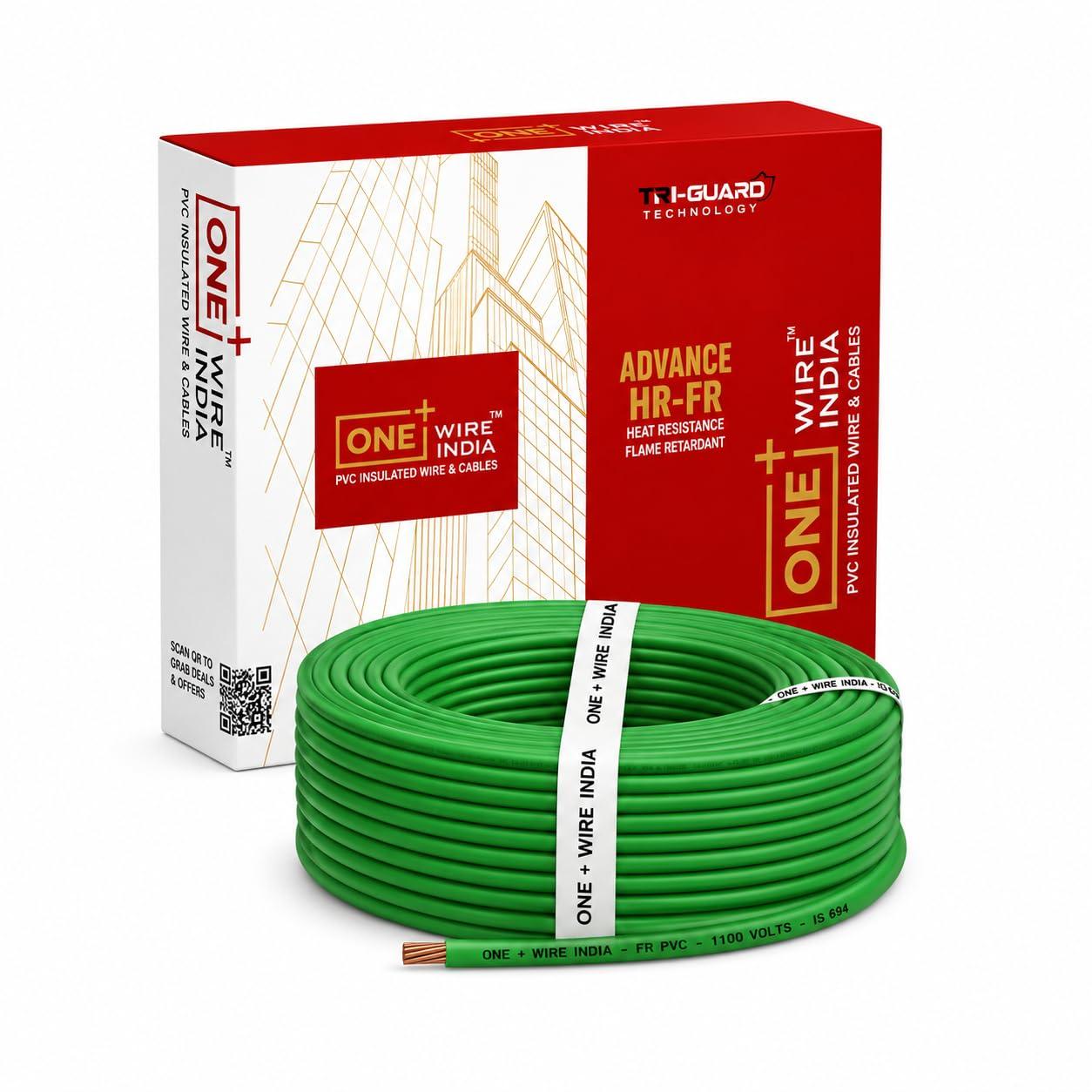 ONE+WIRE INDIA 4 SQMM Green 90M House Wiring Cable Copper Wire