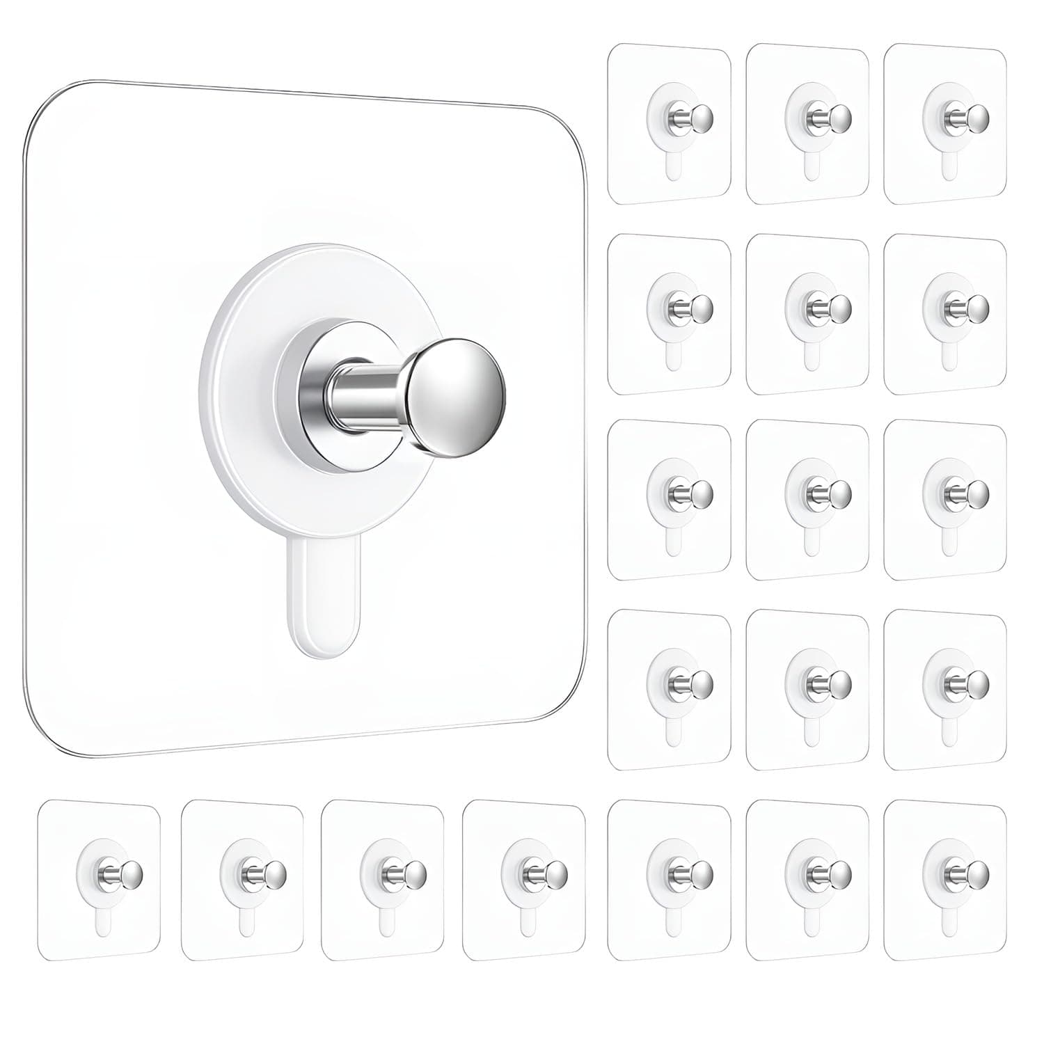 DALUCI Self Adhesive Wall Hooks 20 Pcs - Heavy Duty Nail-Free Hooks for Wall Heavy Items | Photo Frame Hooks Without Drilling | Strong Sticky Hook for Frames, Clocks & Keys (Photo Frame Hook, 20)