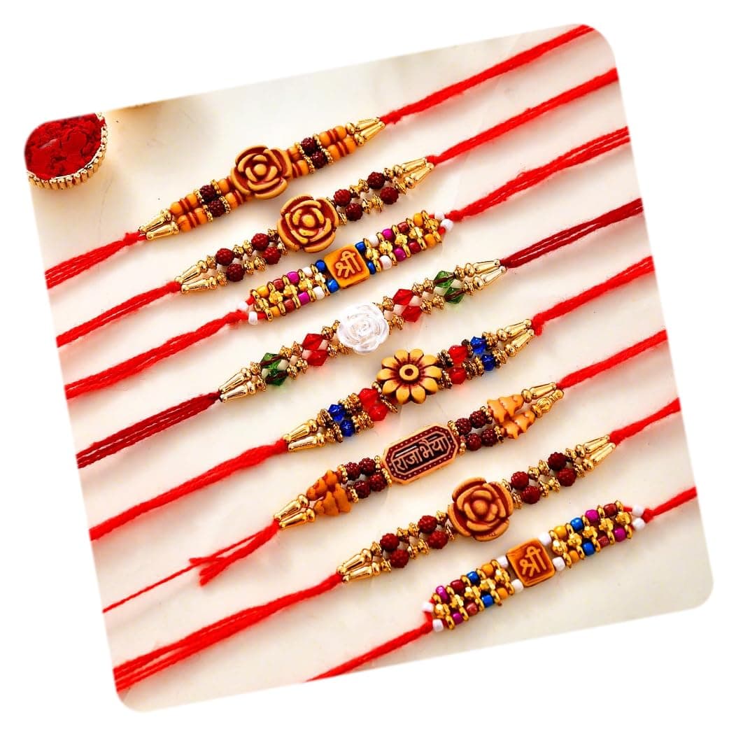 CraftVatika Multicolor Combo of 8 Rakhi Set for Men With Best Wishes, Designer Rakhis for Brother/bhaiya Kids, Festival Dora Rakhi Set for for Men - Combo of 8 (Set of 8)