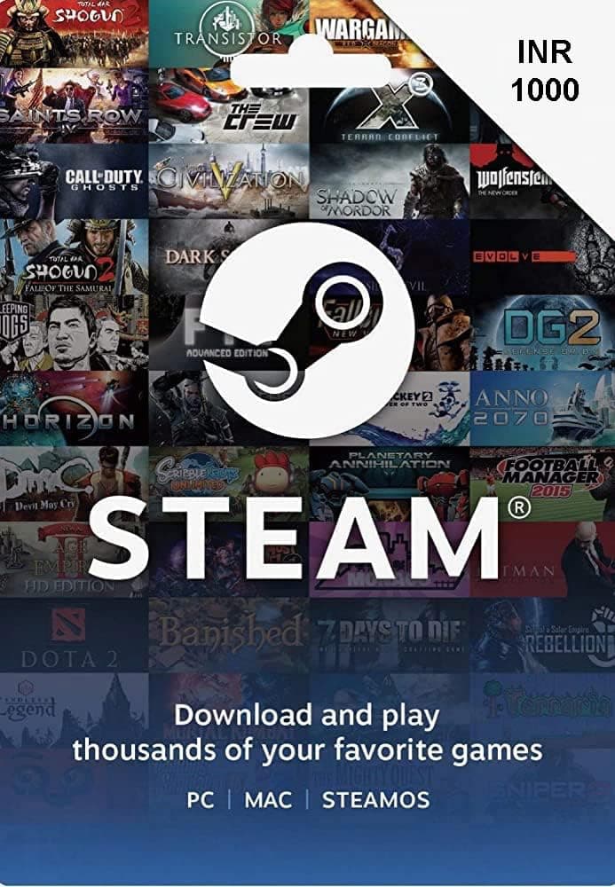 INR 1000 Steam Wallet Code (Code Only - Smart Delivery) [video game]