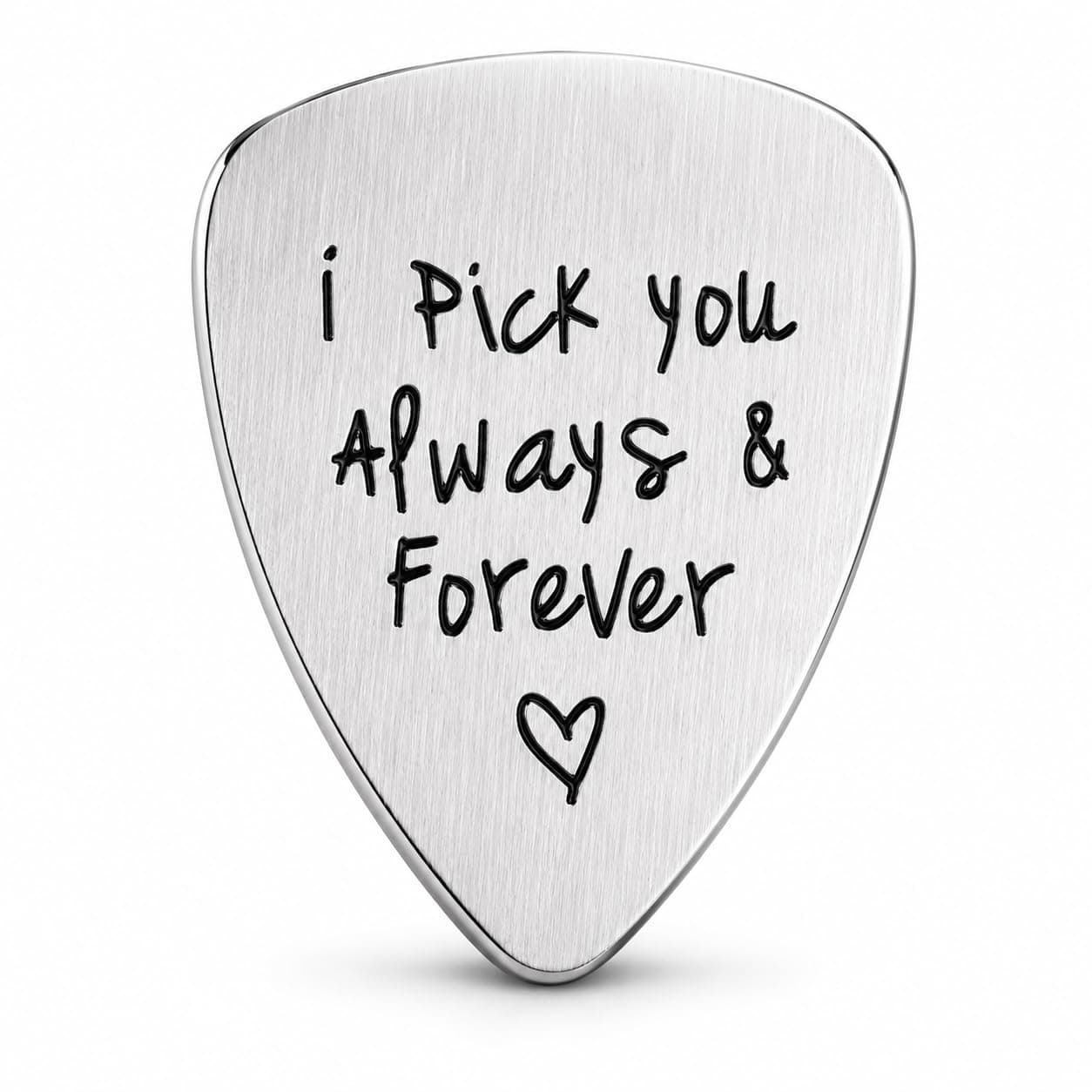 Street27® Guitar Pick I Pick You Always Forever Letter Titanium Steel Guitar Pick Necklace Music Jewelry Pendant Gift DIY for Electric Acoustic Bass Guitar