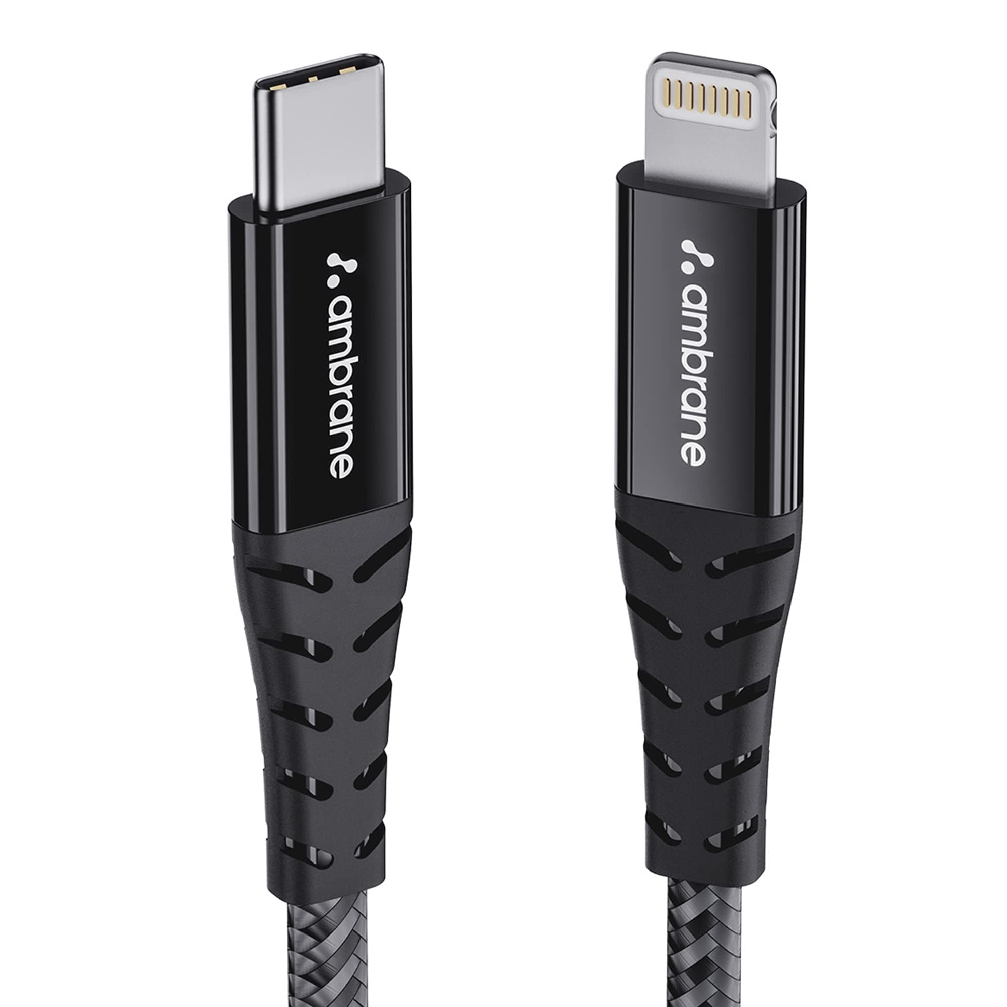 Ambrane Type-C to Lightning USB Cable, 22.5W Fast Charging, 480Mbps Data Sync Cable Compatible with iPhone, iPad, Macbook, iMac, AirPods, 1.25m (ABTL-125 Black)