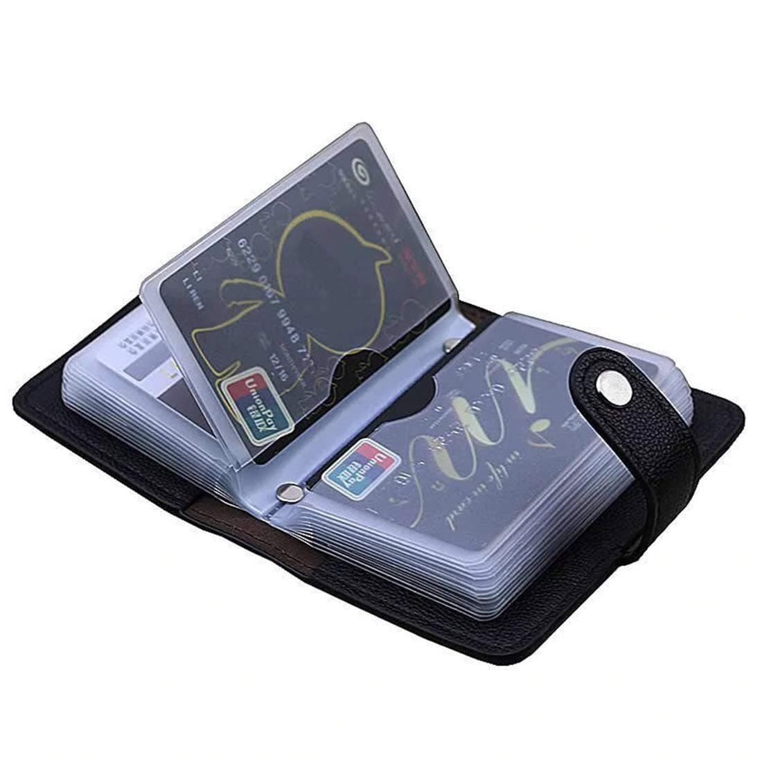 Stealodeal Black 28 Slots Leather Debit/Credit/ATM Card Holder for Men& Women