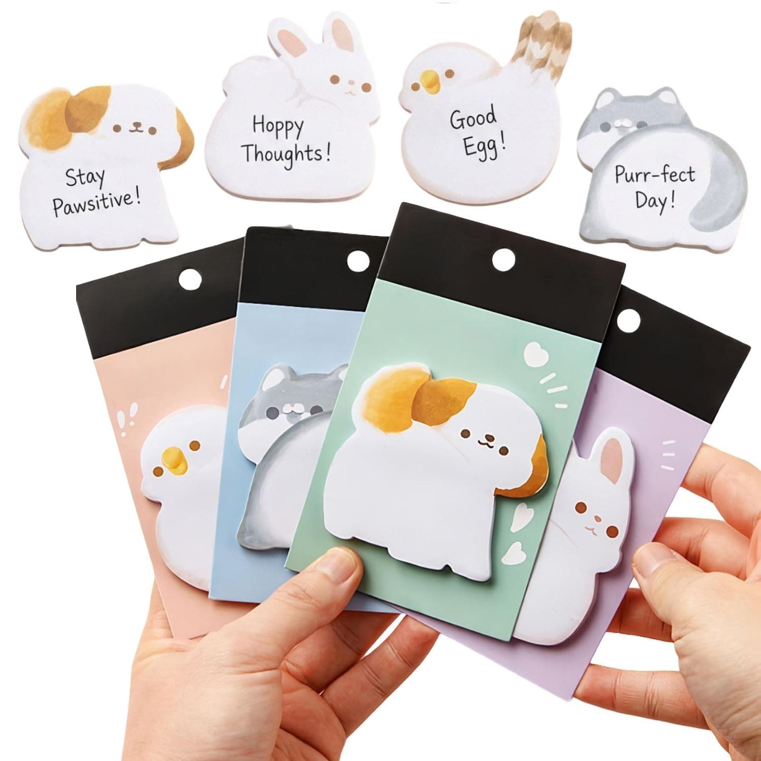 FunBlast Cute Animals Sticky Notes, 4 Sheets - 120 Sticky Notes, Sticky Pad for Study, Point It Marker Stationery Items, Self-Adhesive Memo Pad, Planners and Memo Sticker (Animal Hug)