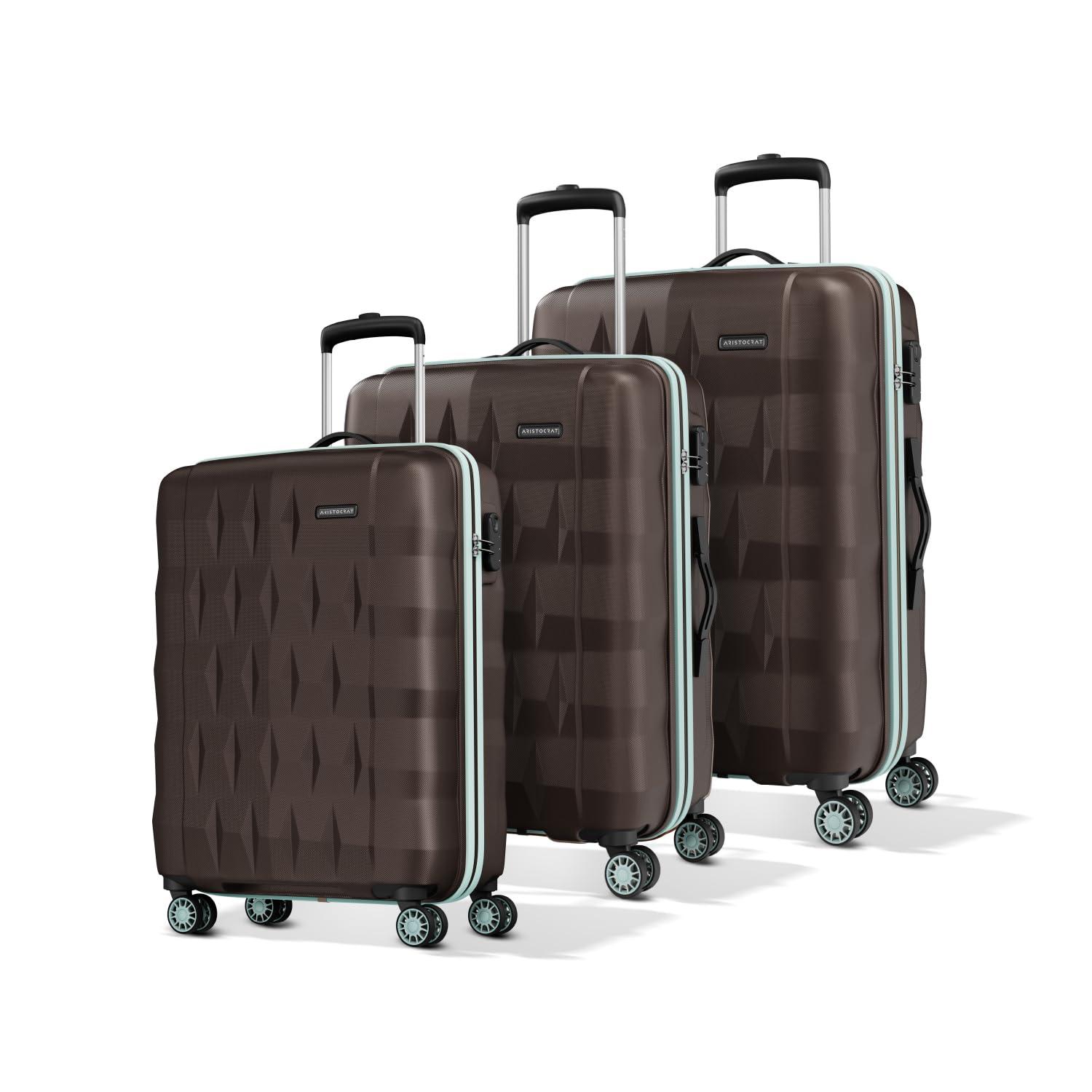 Aristocrat Comet Set of 3 (Cabin+Medium+Large) Hard Case Trolley Bags,Brown