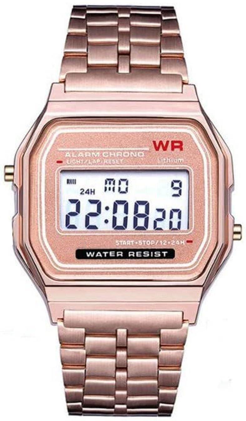 Acnos Stainless Steel Premium Brand Digital Rosegold Vintage Square Dial Unisex Wr70Ist Watch For Men Women Pack Of 1 (Wr70-Rosegold), Rose Gold Band