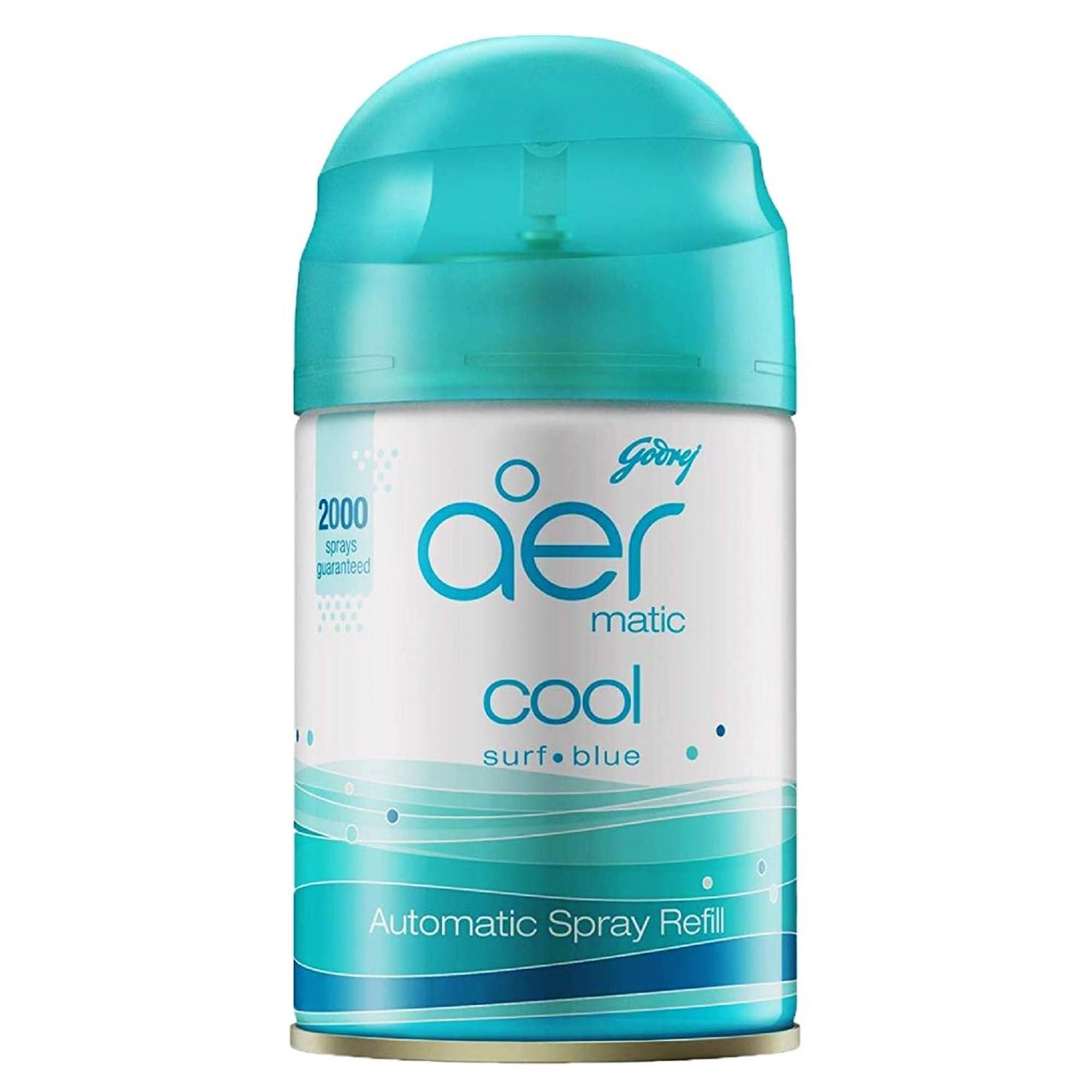 Godrej aer Matic Automatic Room Fresheners Refill Pack | Cool Surf Blue | 2000 Sprays Guaranteed | Lasts up to 60 days (210ml)