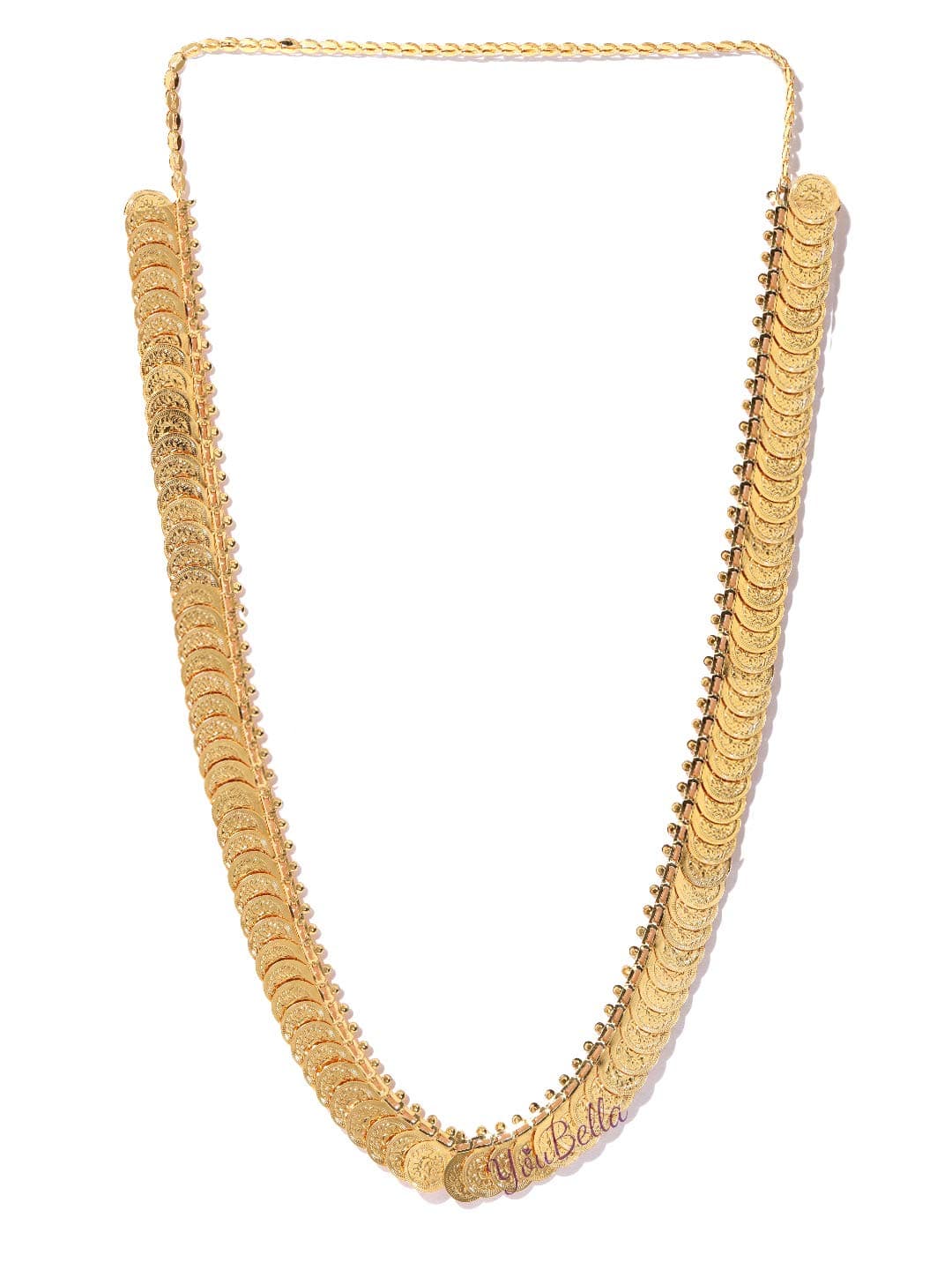 YouBella Jewellery Fashion Traditional Long Temple Coin Necklace Set for Women and Girls