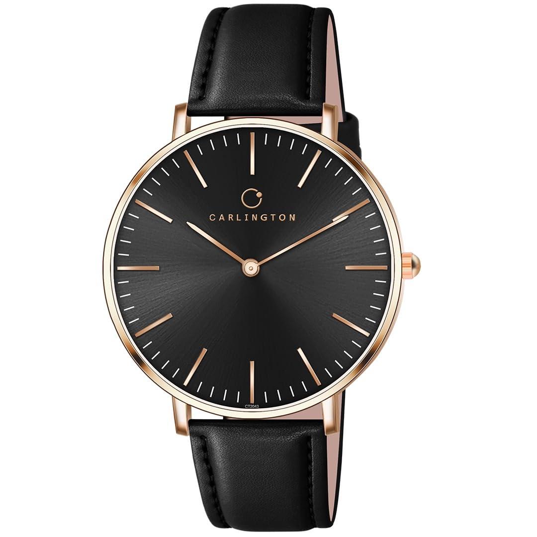 Carlington Iconic Analog Watches for Men with Premium Leather Strap - CT 2043