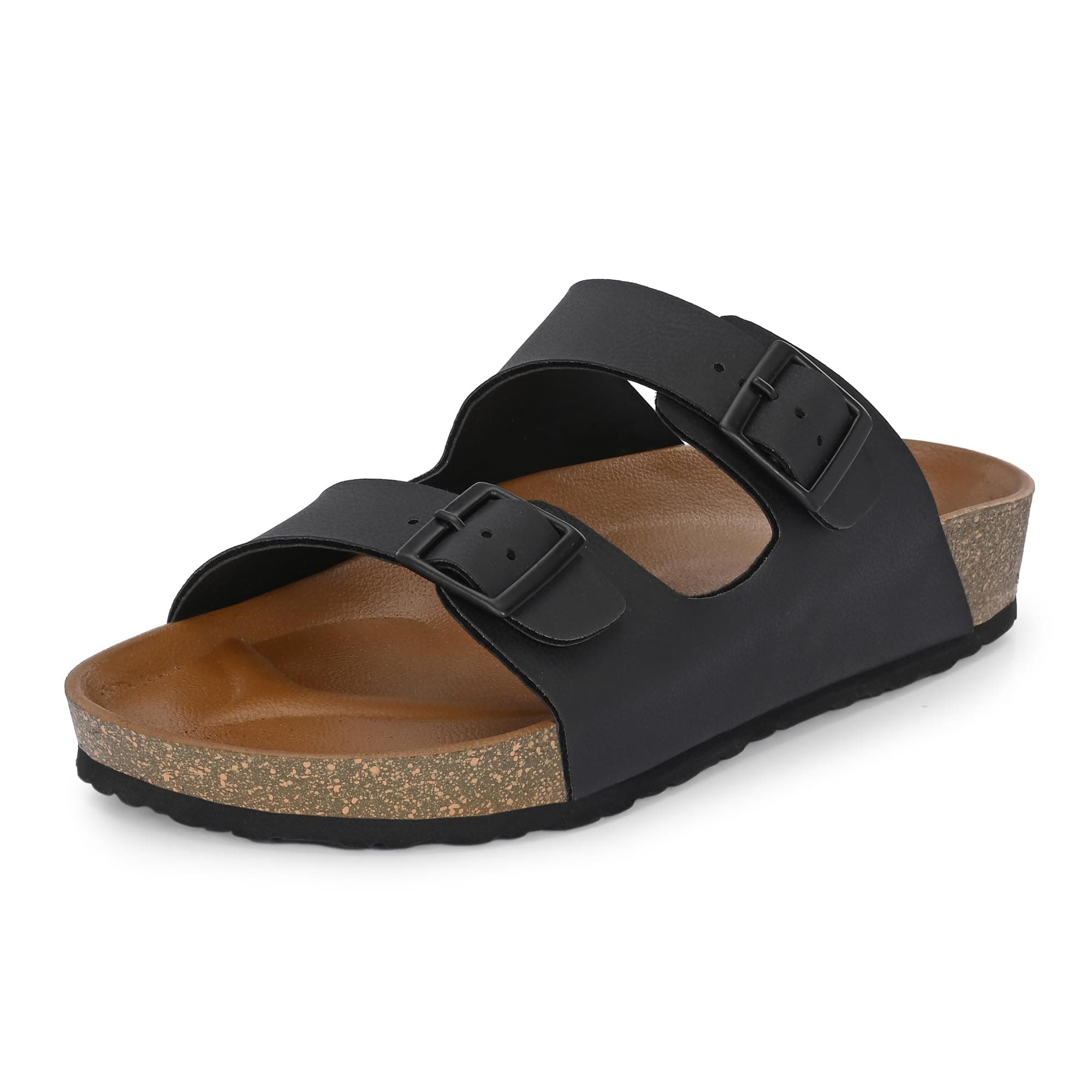 Centrino Sandals for Men | Berkin-Style Slip-On Casual Sandal with Open Toe Design |Lightweight On-Grip Sole for Outdoor Wear|Men Open Toe Buckle Strap Sandals| Summer Slip-On Slipper|Perfect For Monsoon Rainy Season Black 8 UK (7313)