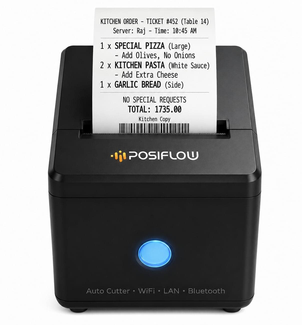 80mm Thermal Receipt Printer KP307-UEWB | USB+LAN + WiFi+ BT | Heavy Duty Auto Cutter | Fast Billing Printer for Restaurant, Retail, POS, KOT & Token Printing (PSFKP307-(USB+LAN+WiFi+BT))