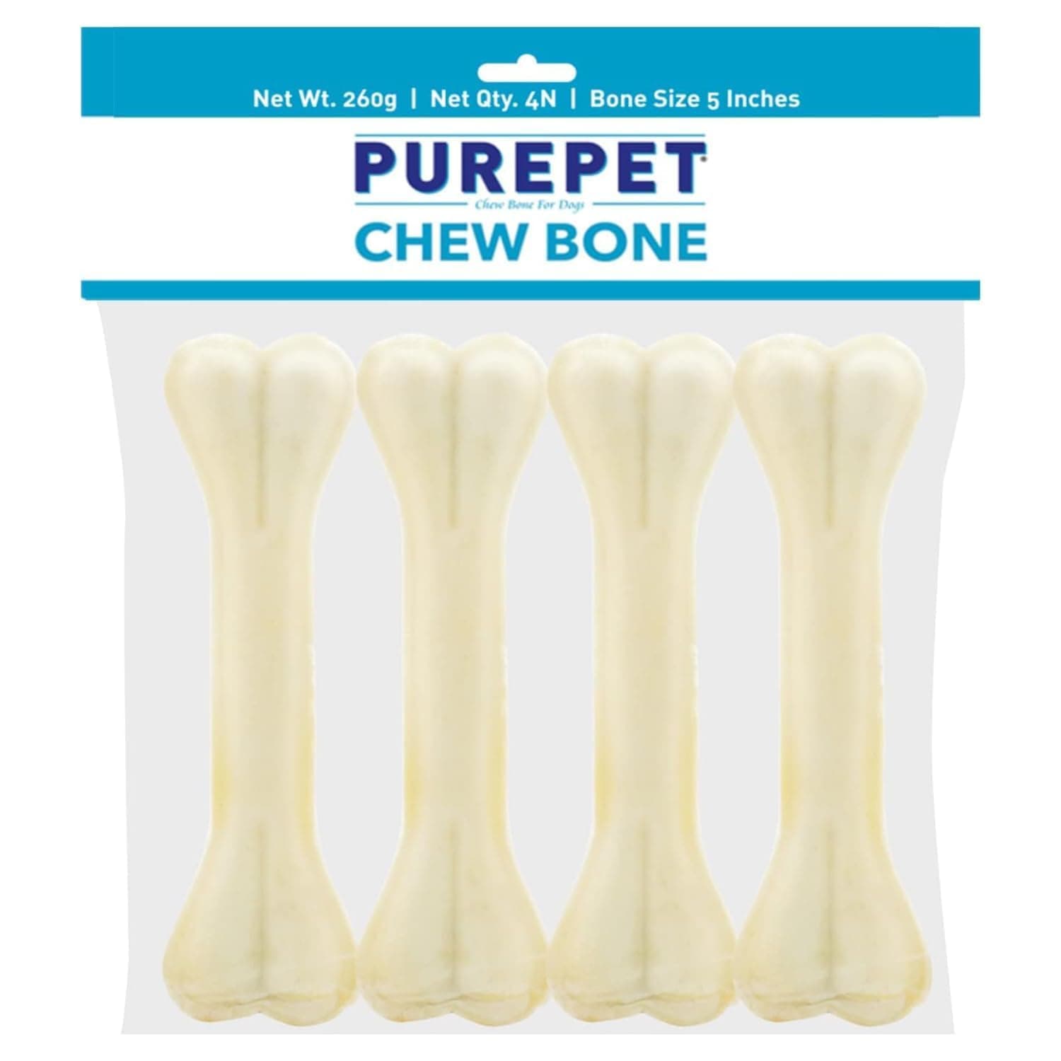 Purepet Dog Treat Chew Bones 12.7Cm 260g Pack of 4 Pieces Bones | Active Behaviour | Oral Health |Training and Behaviour | Helps Controls Tartar Build Up and Keeps Plaque Away | All Breed Formula