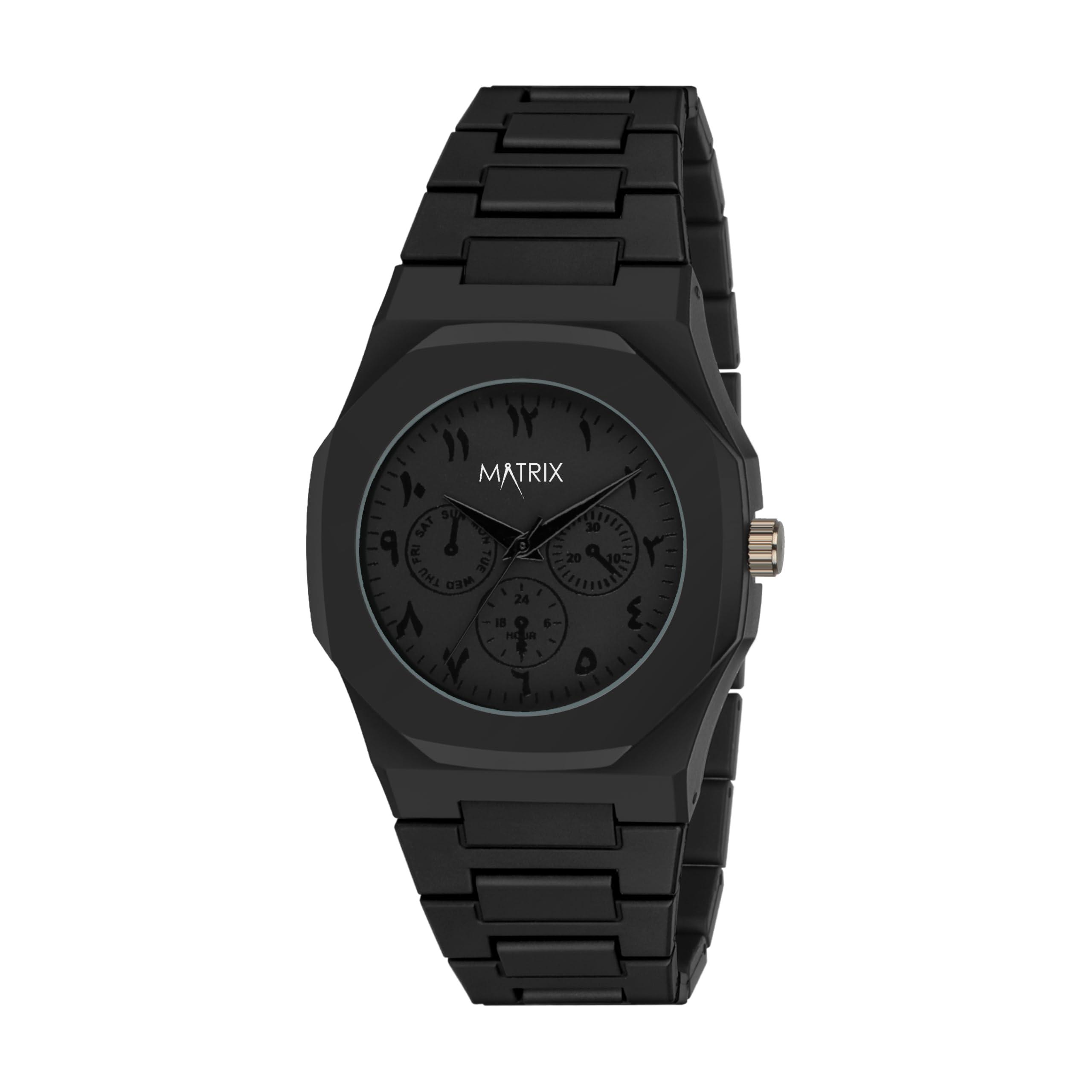 Matrix Arabian | Aura Dial & Polycarbonate Strap Analog Watch for Men & Boys (Black) (Full-Black)
