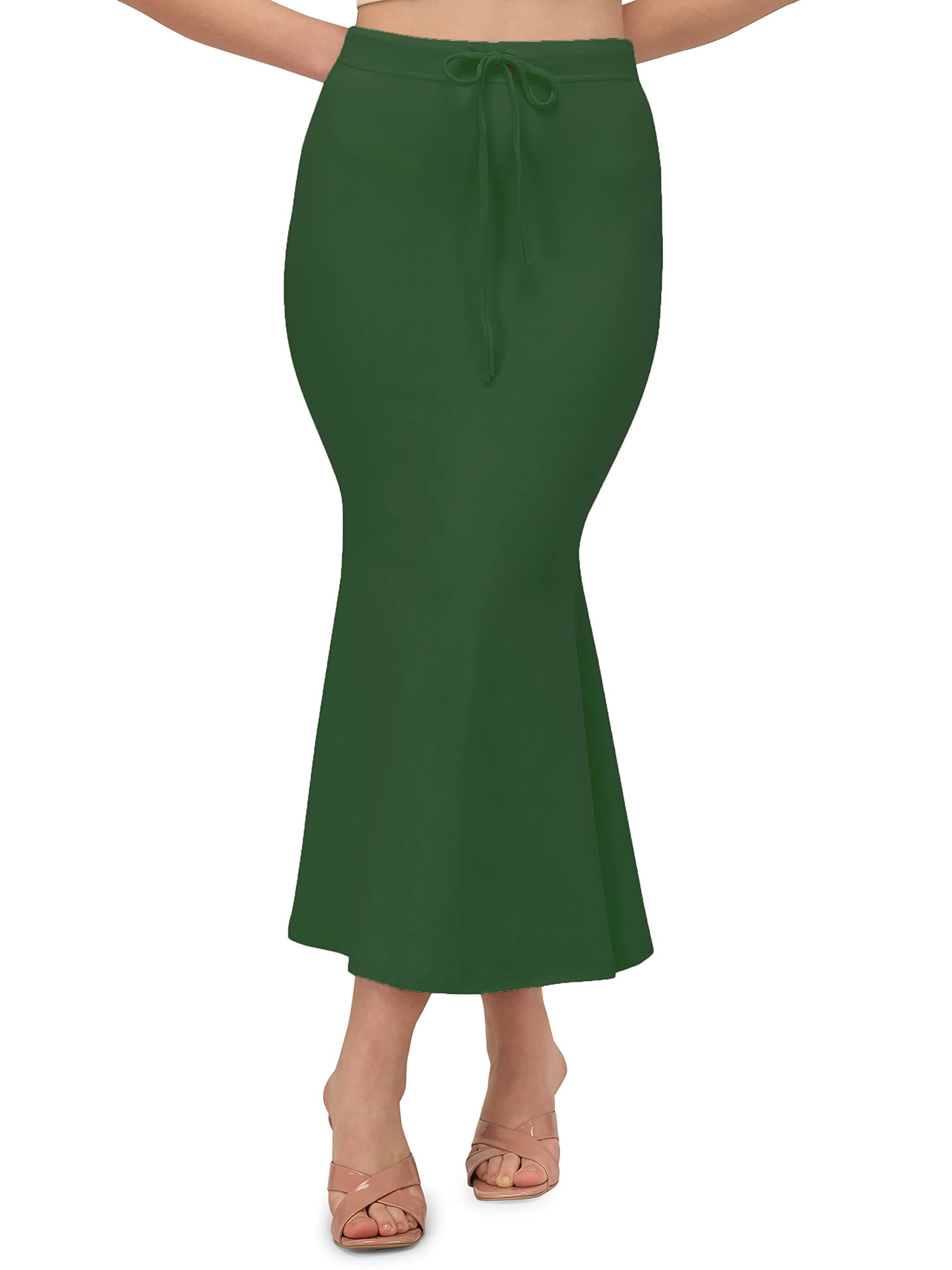Mehrang Stretchable Saree Shapewear Petticoat for Women, Cotton Blended,Petticoat,Skirts for Women,Shape Wear Dress for Saree Dark Green