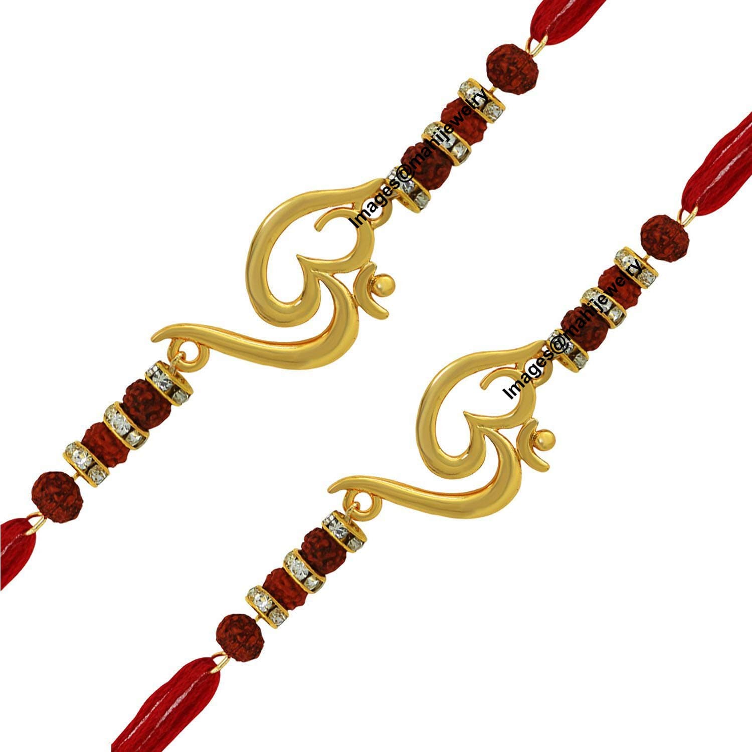 Mahi Rakhi Set for Brother of 2 Gold Plated Om Rakhi for Bhai/Bhaiya/Bro for Rakshabandhan Festival (CO1104642GC)