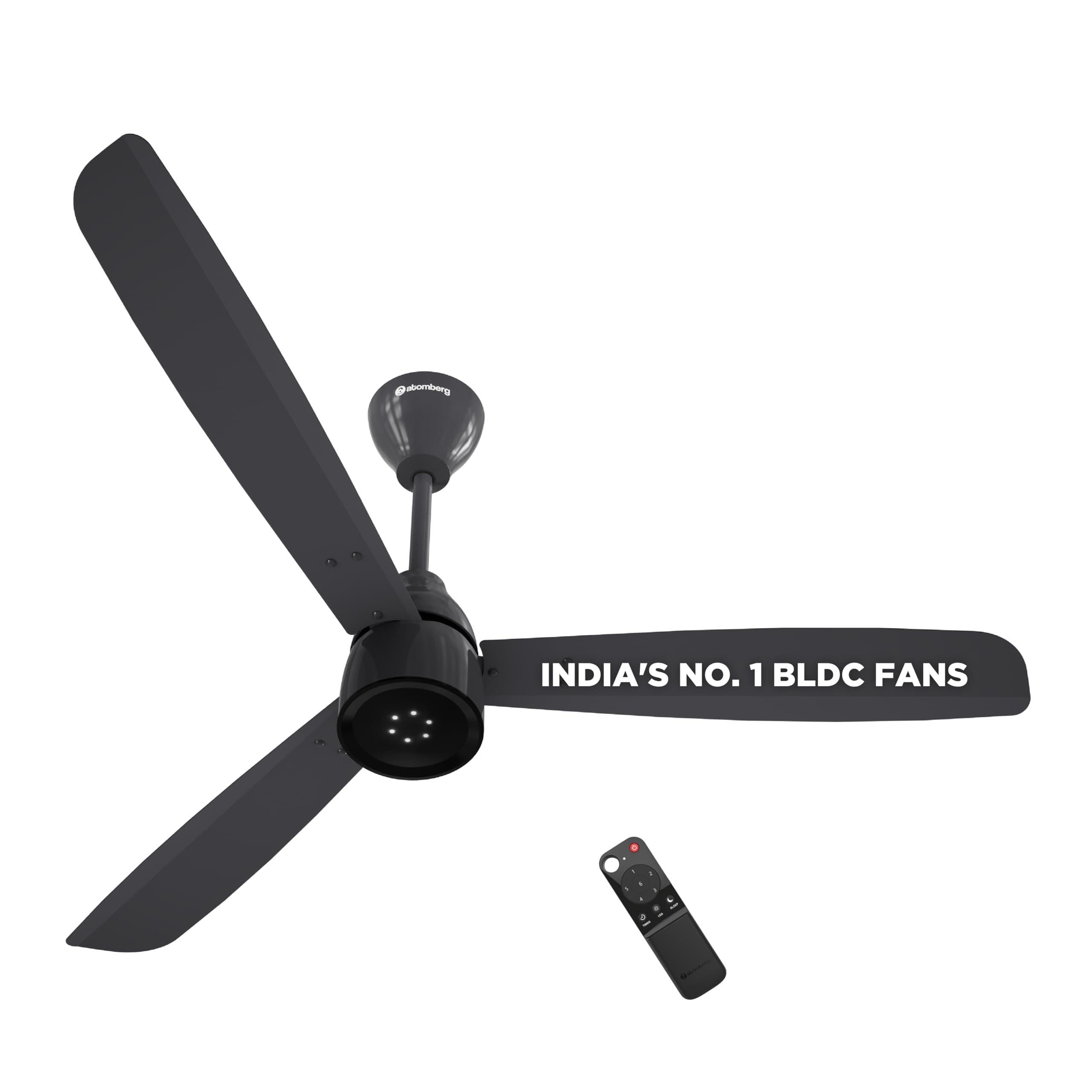 atomberg Renesa Enzel 1200mm BLDC Ceiling Fan with Remote | 5 star | Advance Air+ Technology | LED Speed Indicator | Low Noise | Sleek Design | Power Saving | 3 Year Warranty | Pebble Grey