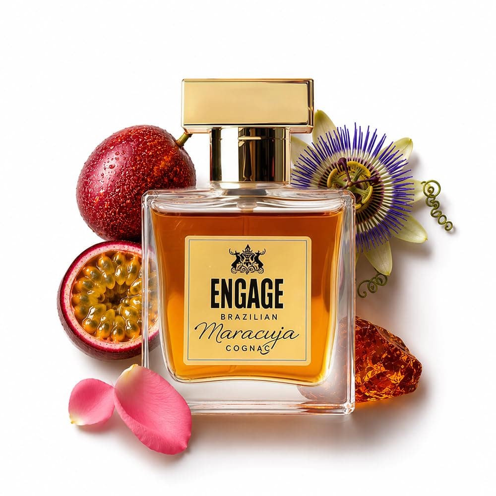 Engage Brazilian Maracuja Cognac Eau De Parfum for Men 50ml|Long lasting Perfume|Amber, Leather, Oud|Tropical Brazilian EDP|Luxury Gift for Men|No Paraben|No Silicones|Dermat-Tested|Crafted by Expert