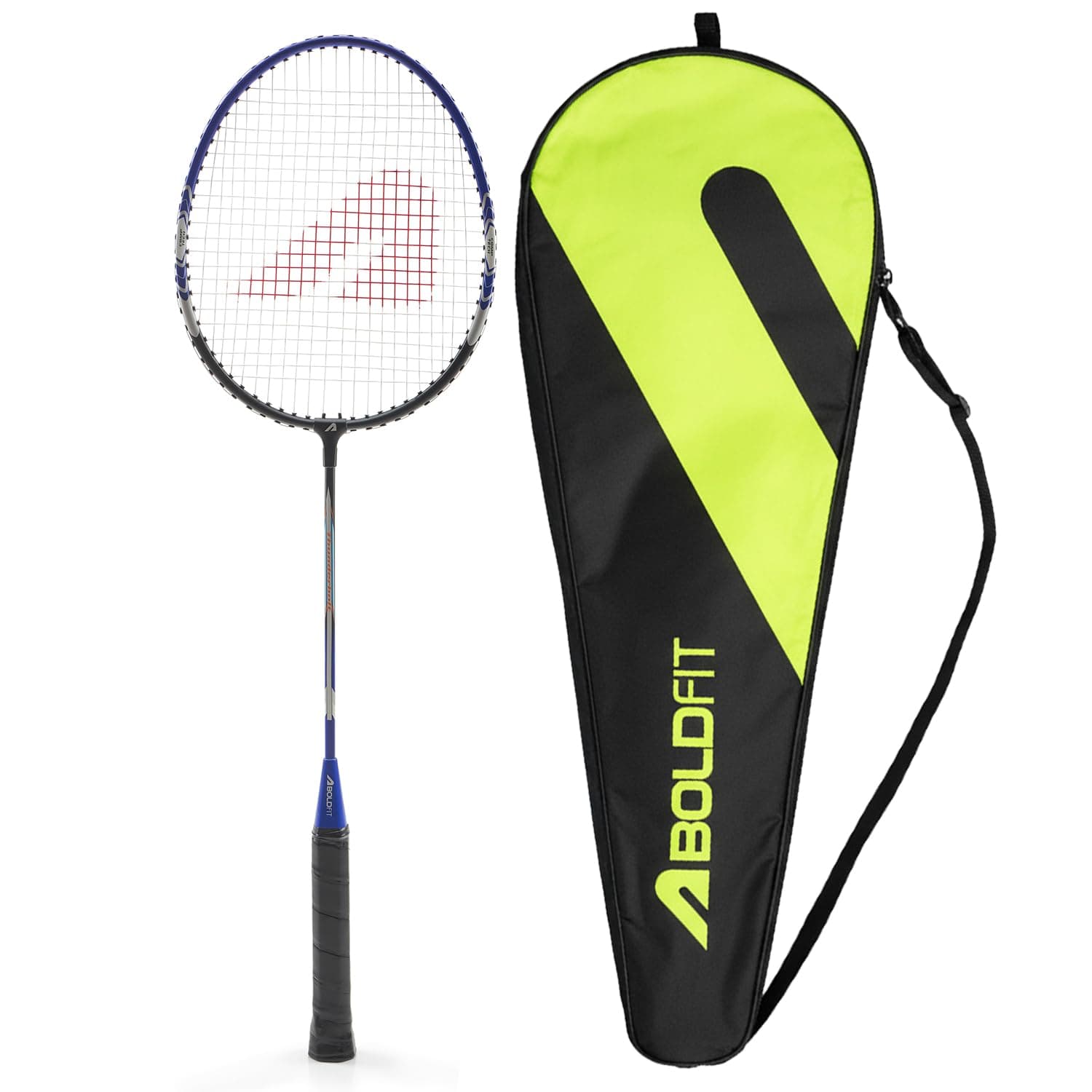 Boldfit Badminton Rackets Aluminium Badminton Racket with Full Cover Bag Standard Shuttle Bat Match Shuttle Bats Lightweight Badminton Shuttle Bat Thunderbolt - Blue
