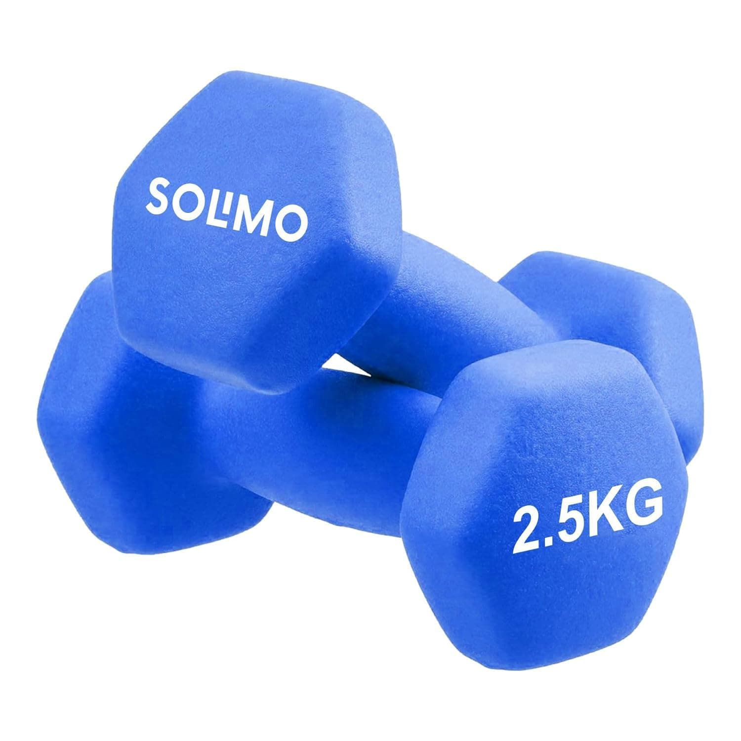 Amazon Brand - Solimo Neoprene Dumbbell 2.5 kg, Set of 2 (Blue)